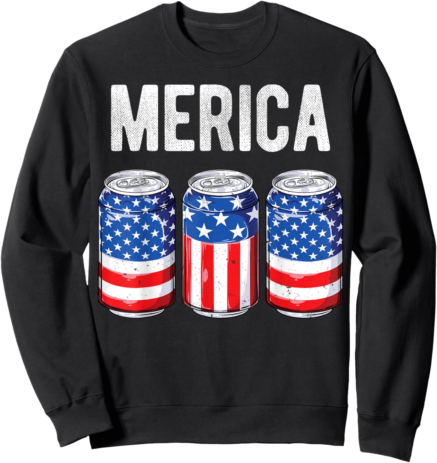 Beer American Flag 4th Of July Merica USA Men Women Drinking Sweatshirt - Sweatshirt | Black