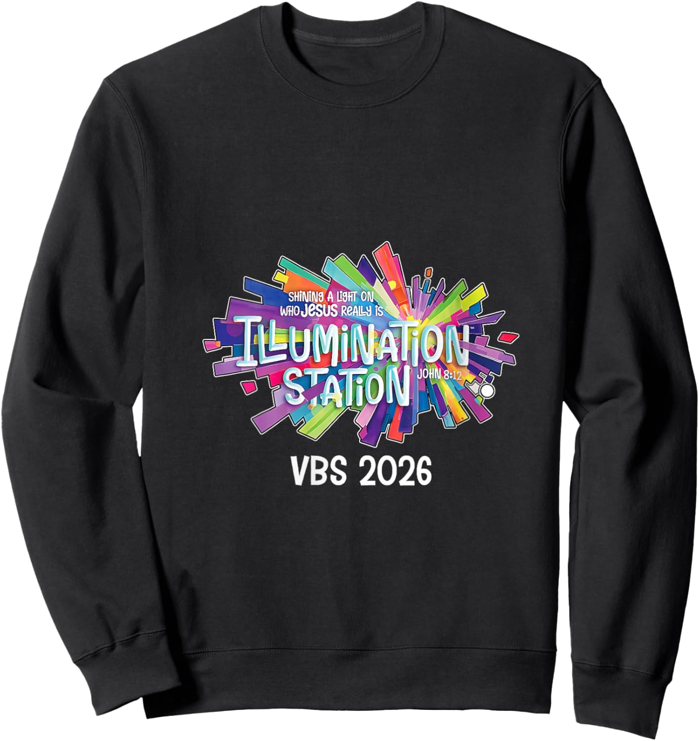 Women's Illumination Station VBS 2026 Bible Jesus Christian Lights V-Neck Sweatshirt - Sweatshirt | Black