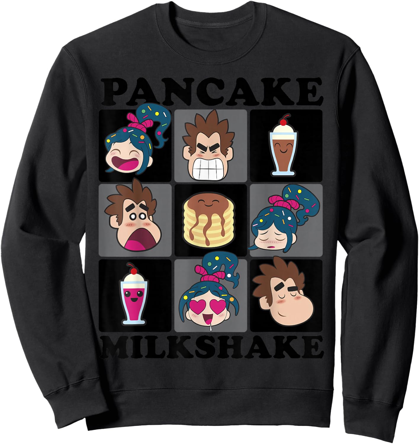 Disney Wreck It Ralph 2 Pancake Grid Graphic Sweatshirt - Sweatshirt | Black
