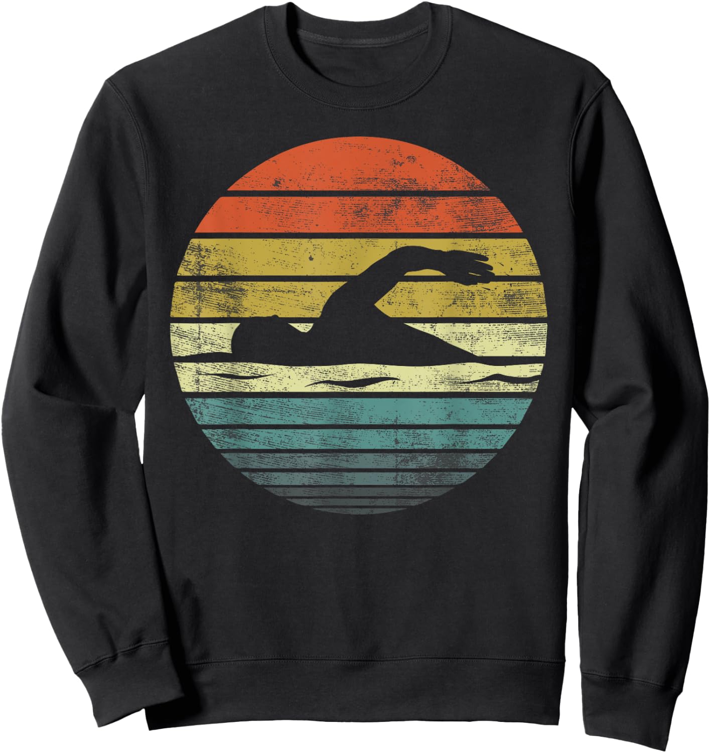 Swimmer Gifts Funny Retro Vintage Sunset Swim Coach Swimming Sweatshirt - Sweatshirt | Black