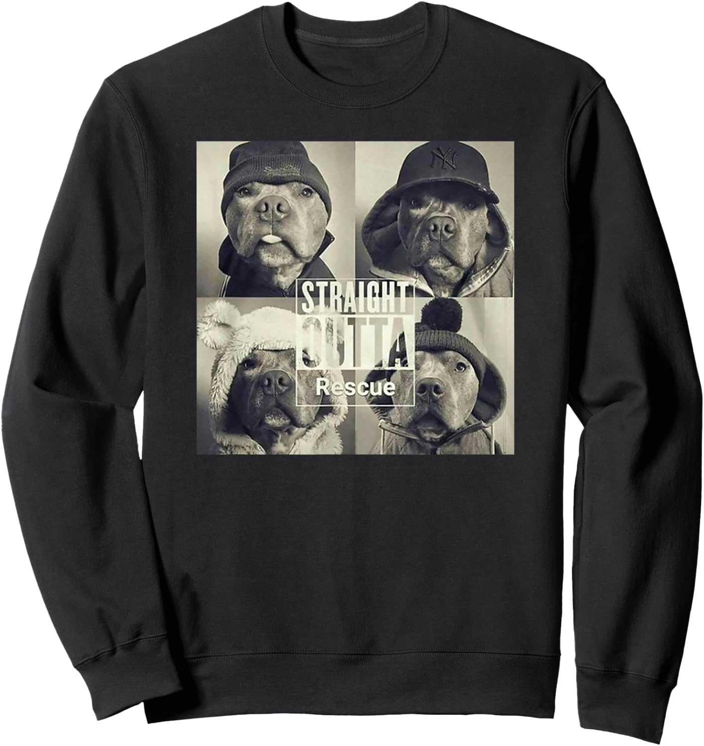 Straight Outta Rescue Pitbull Sweatshirt - Sweatshirt | Black
