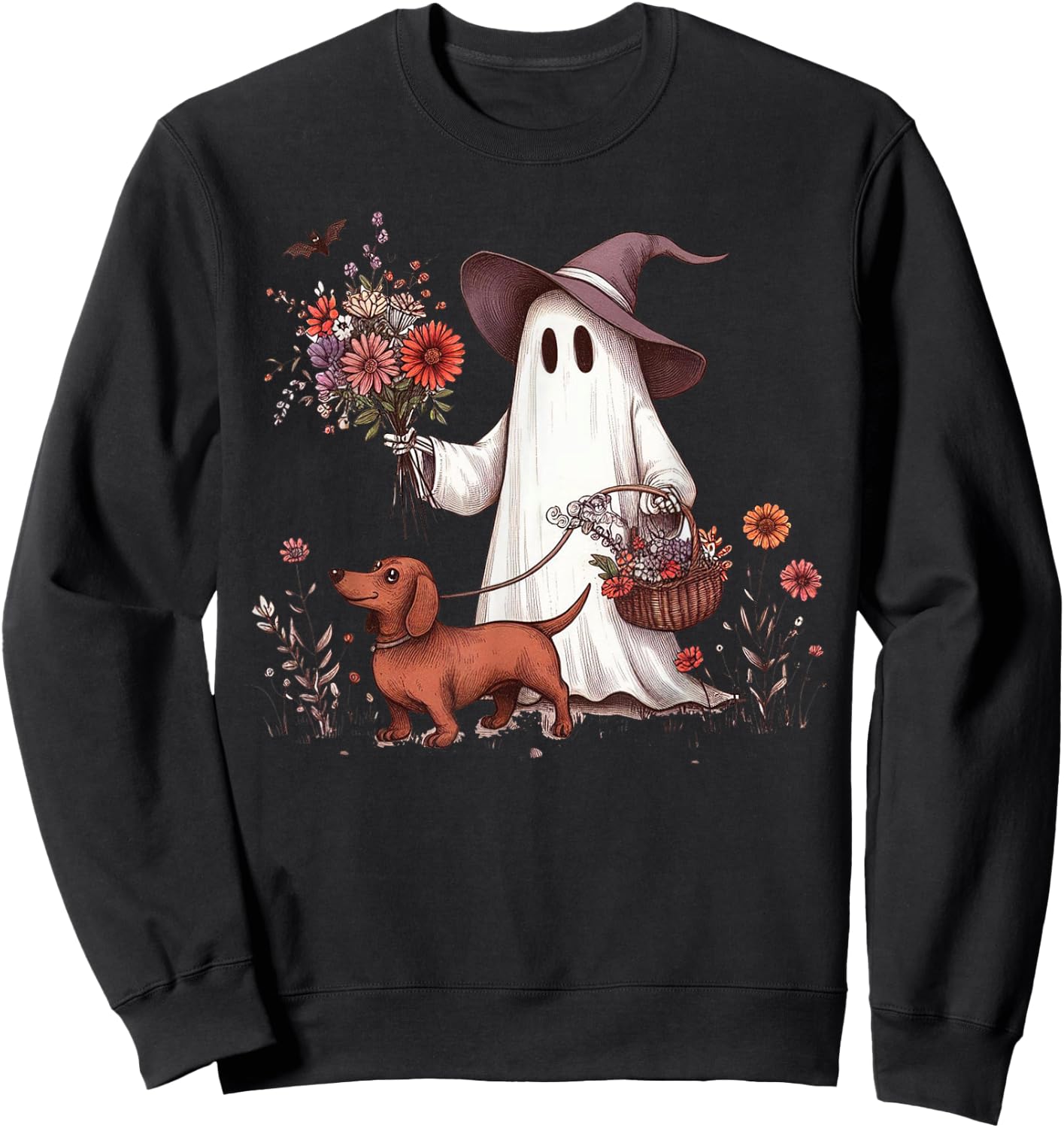 Ghost Walking Dachshund Sweatshirt - Sweatshirt | Black