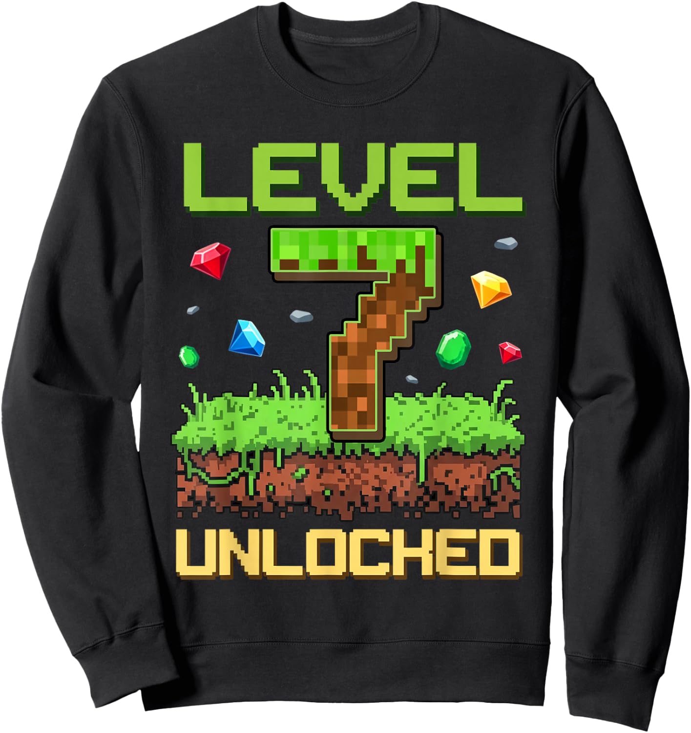 Level 7 Unlocked 7th Birthday Gamer Boys Kids 7 Year Old Sweatshirt - Sweatshirt | Black