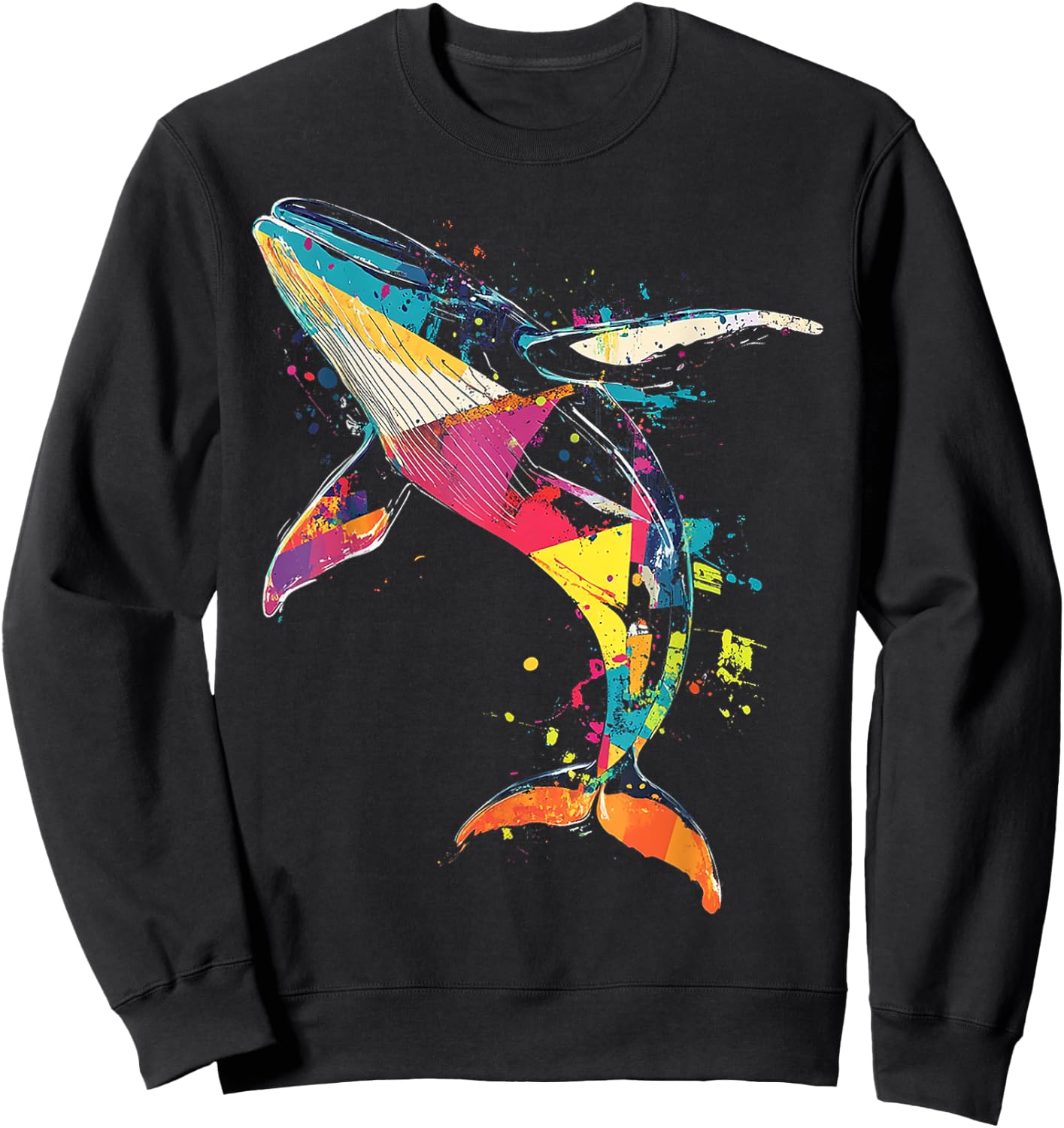 Whale Animal Graphic Art Whale Sweatshirt - Sweatshirt | Black