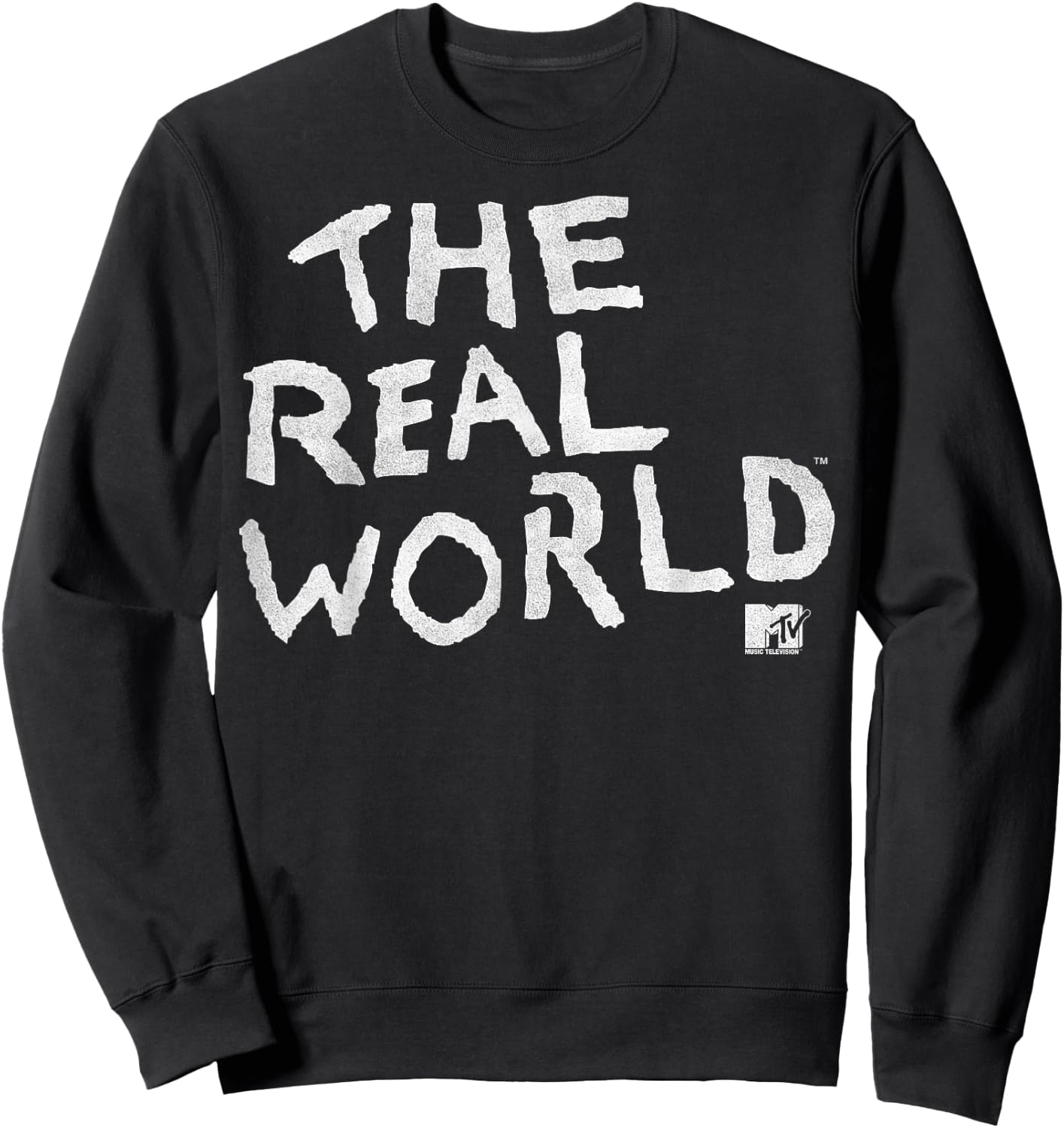 MTV The Real World White Text Title Logo Sweatshirt - Sweatshirt | Black