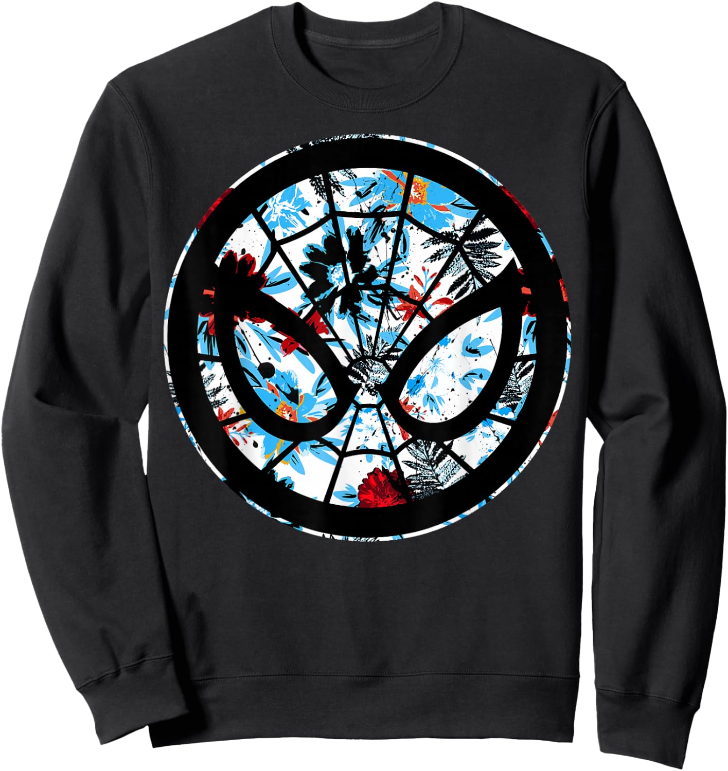 Marvel Spider Man Mask Symbol Tropical Graphic Sweatshirt - Sweatshirt | Black