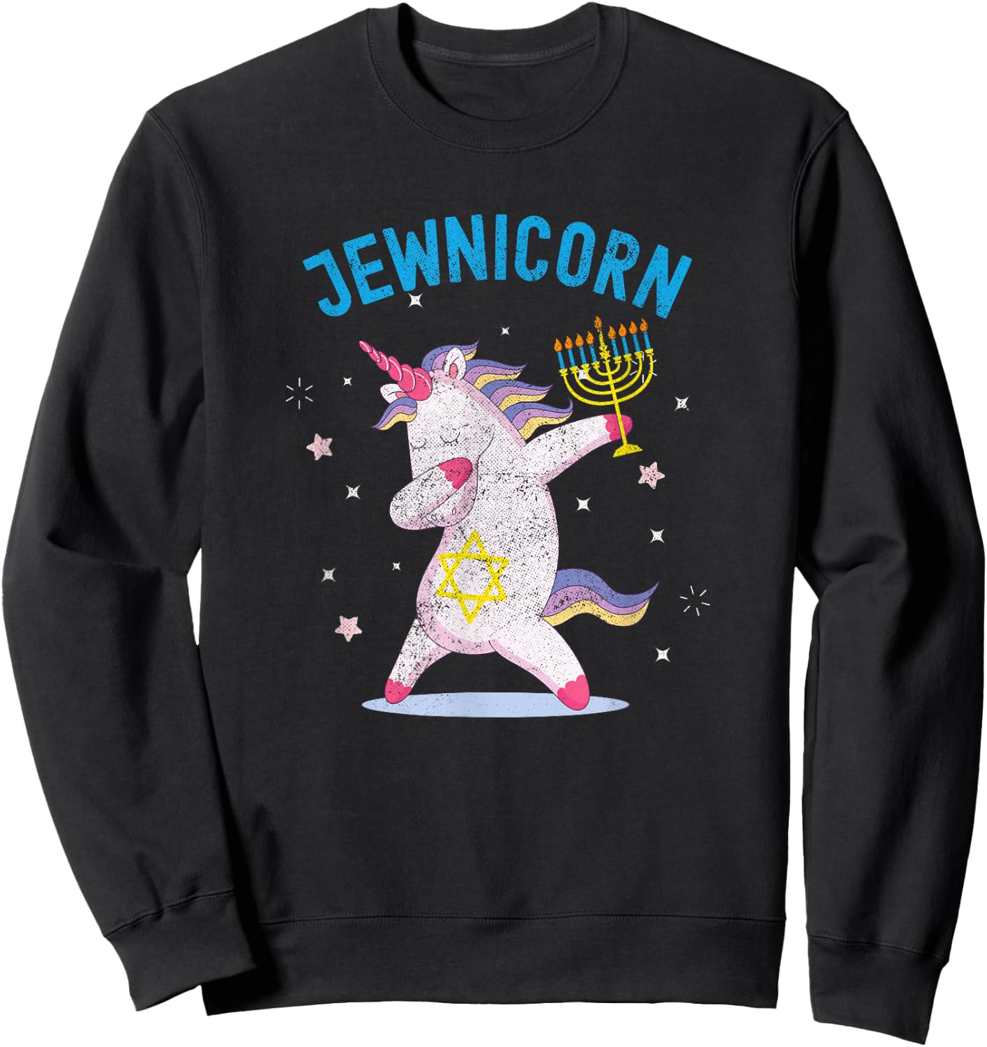Jewnicorn Unicorn, Funny Happy Hanukkah Sweatshirt - Sweatshirt | Black