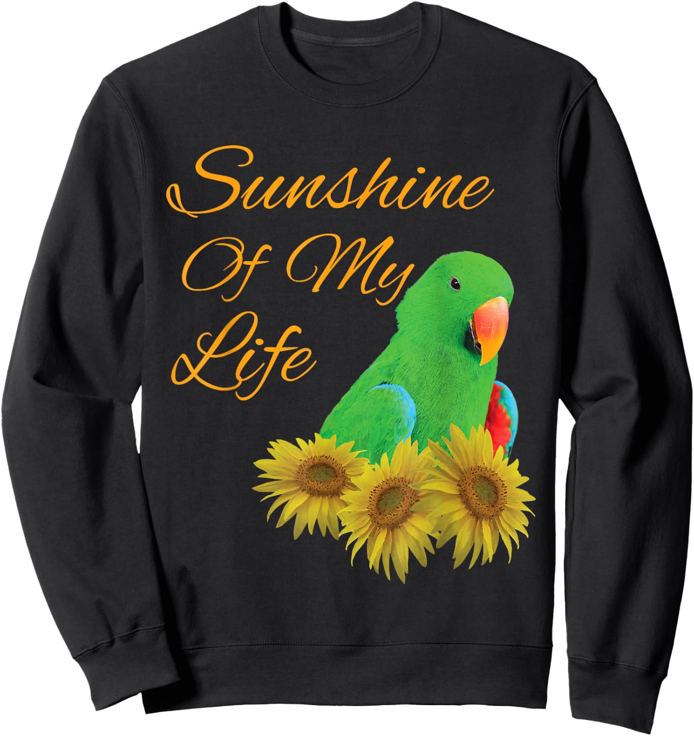 Eclectus Parrot, Male, Sunshine Sunflower Sweatshirt - Sweatshirt | Black