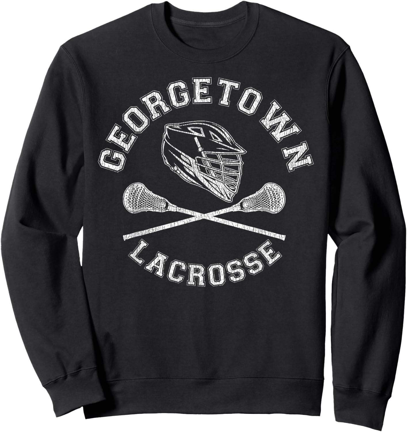 Georgetown Lacrosse Vintage Distressed Retro Lax Sweatshirt - Sweatshirt | Black