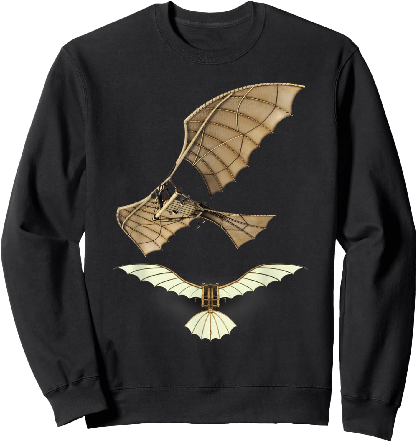 Ornithopter Shirt Leonardo da Vinci Fly Aircraft Sketch Sweatshirt - Sweatshirt | Black