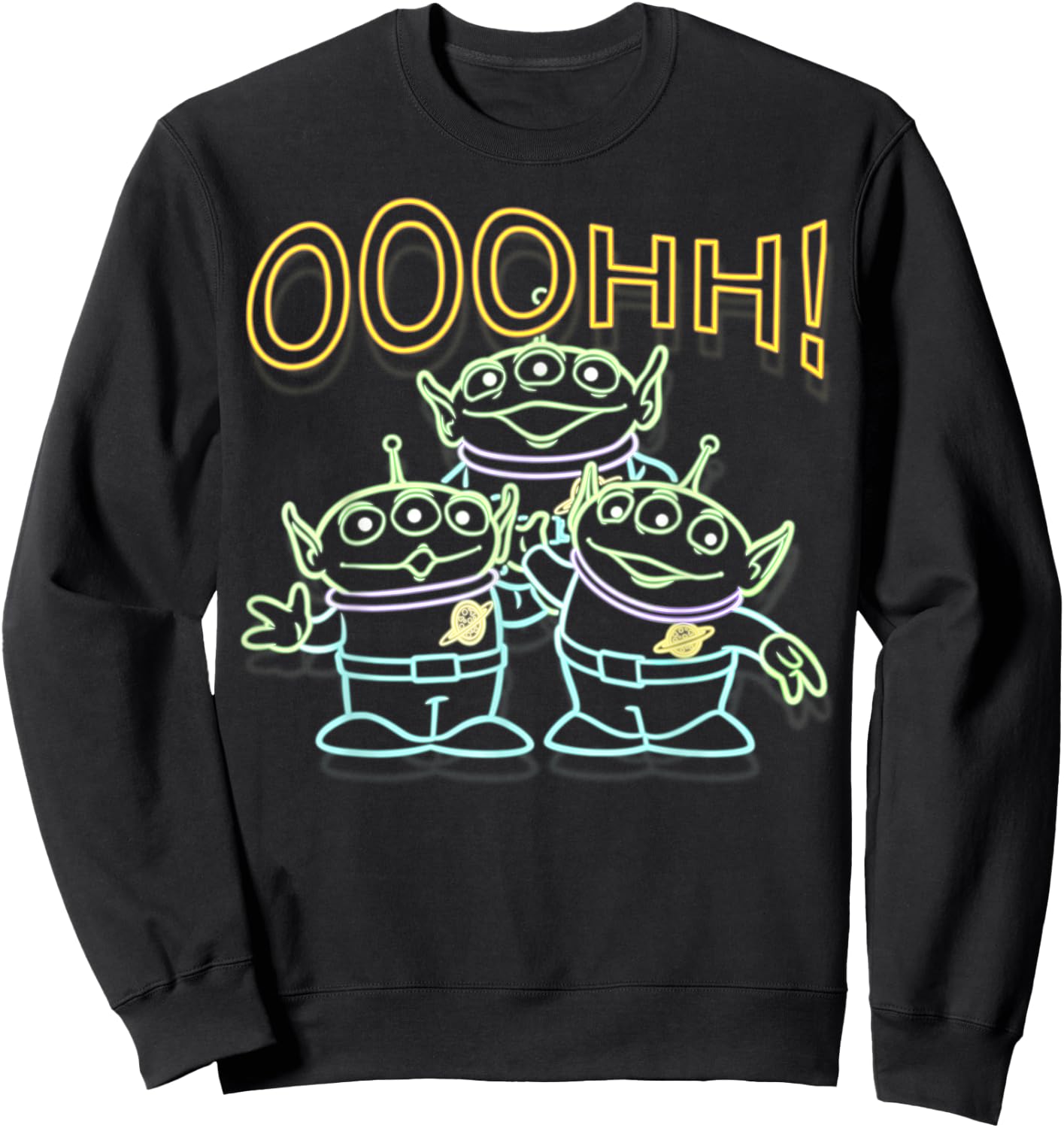 Disney Pixar Toy Story Neon Aliens Ooohh Outline Portrait Sweatshirt - Sweatshirt | Black
