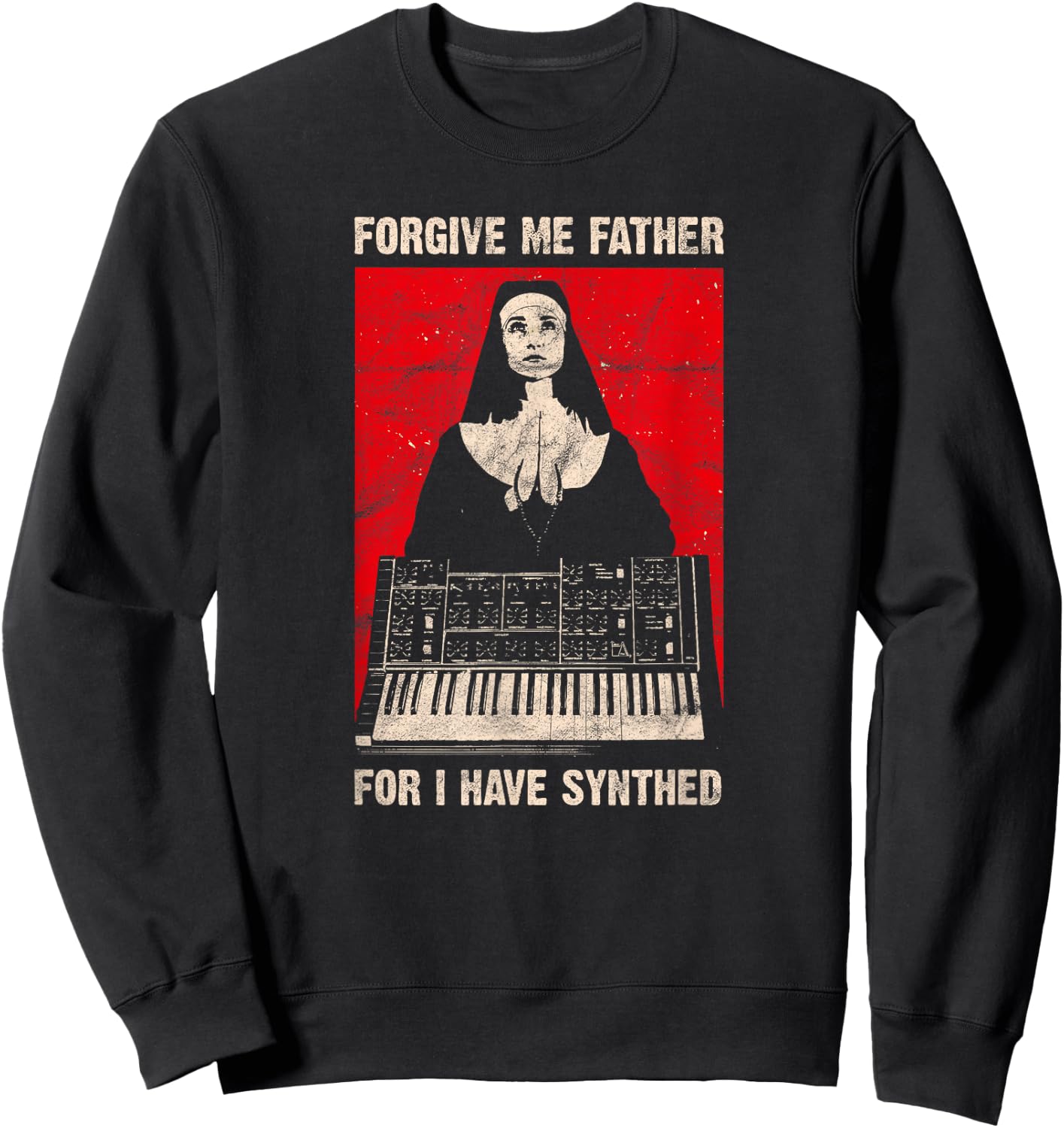 Synthesizer Vintage Analog Synth Retro ADSR Gear VCO Nun Sweatshirt - Sweatshirt | Black