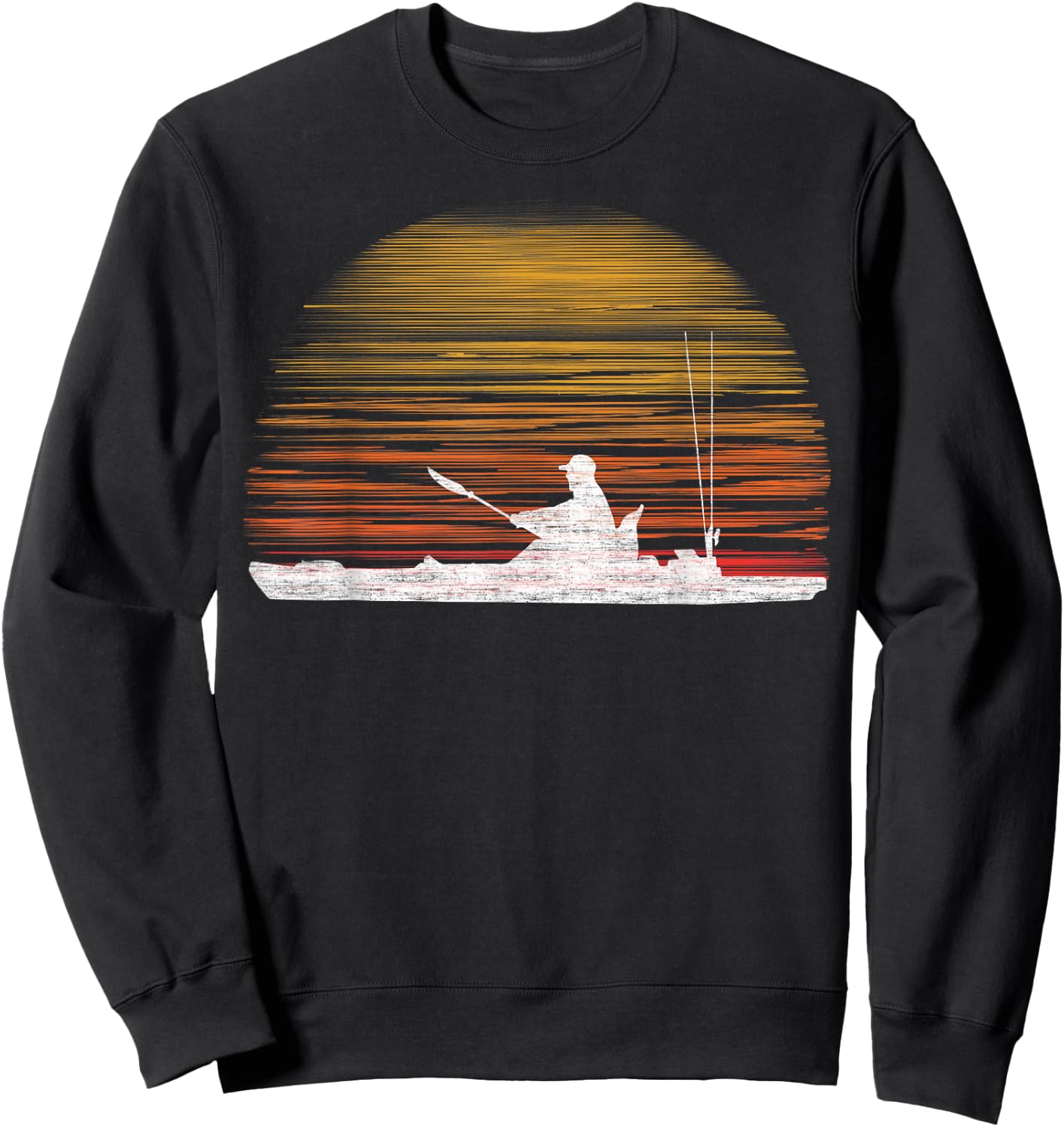Kayak Fishing Graphic Fisherman Kayaking Angler Vintage Sweatshirt - Sweatshirt | Black