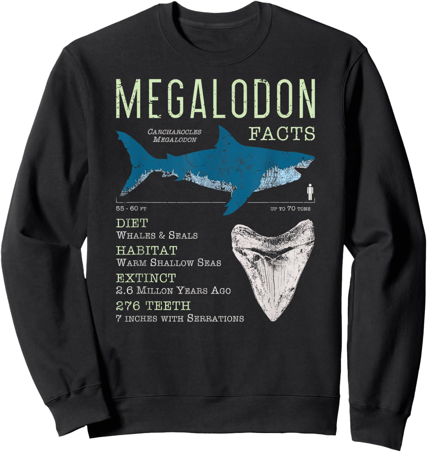 Megalodon | Meg Facts Funny Shark Lover Gift Sweatshirt - Sweatshirt | Black