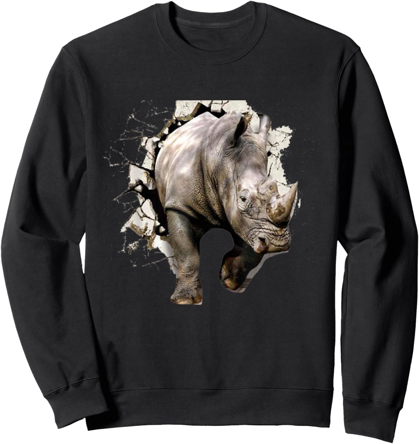 3D Rhino - African Safari Animal Rhinoceros Sweatshirt - Sweatshirt | Black