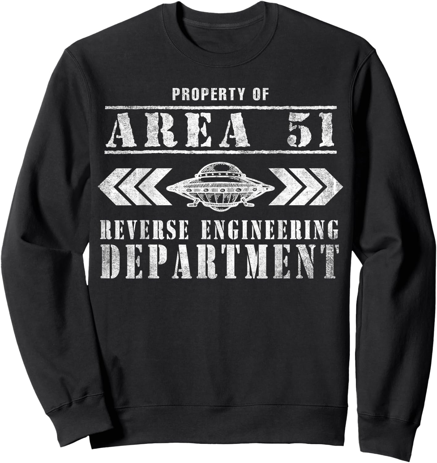 Area 51 Reverse Engineering Department UFO Alien Sweatshirt - Sweatshirt | Black