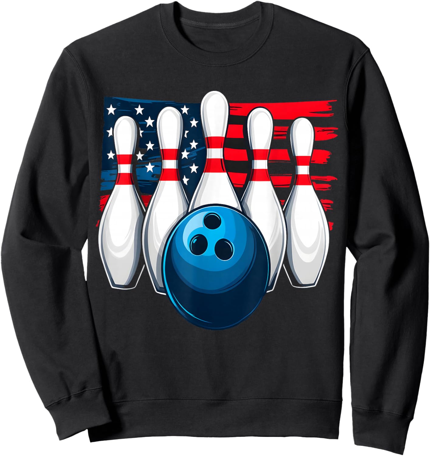 Bowling American Flag Sweatshirt - Sweatshirt | Black