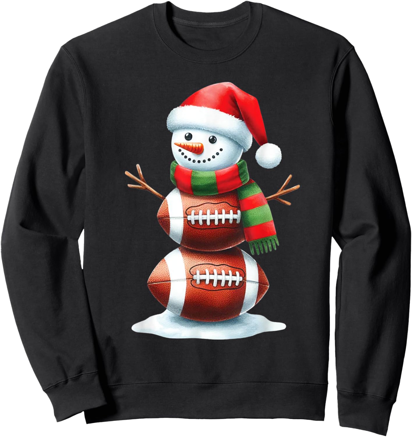 Christmas Football Women Men Kids Christmas Snowman Football Sweatshirt - Sweatshirt | Black