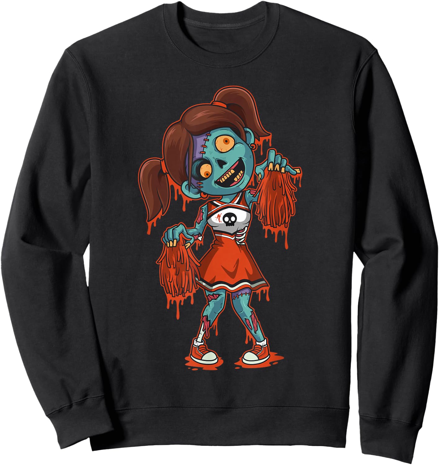 Zombie Cheerleader Halloween Trick or Treat Gift Sweatshirt - Sweatshirt | Black
