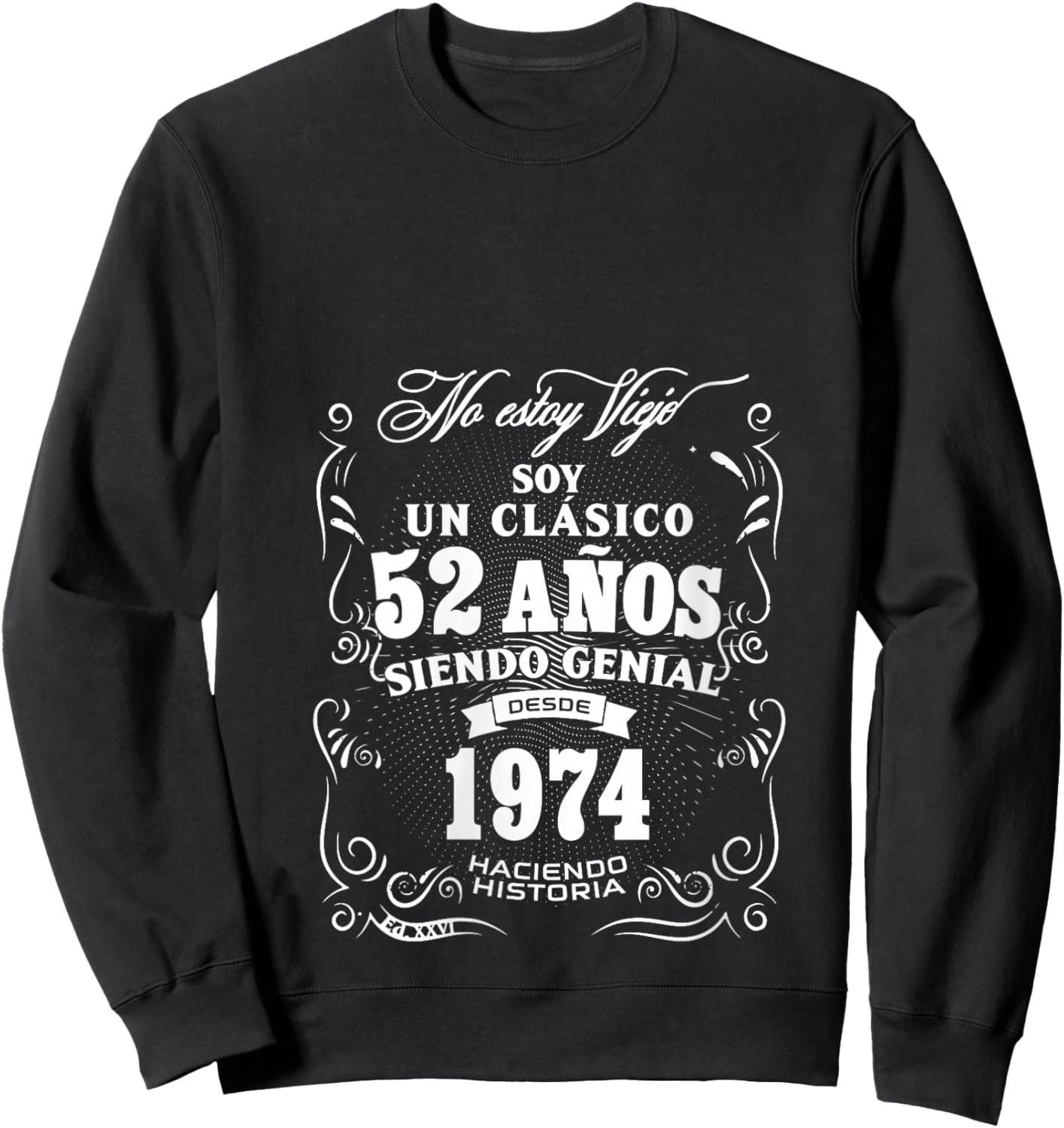 Women's Vintage 52nd Birthday Men Funny 1974 52 Birthday Spanish V-Neck Sweatshirt - Sweatshirt | Black