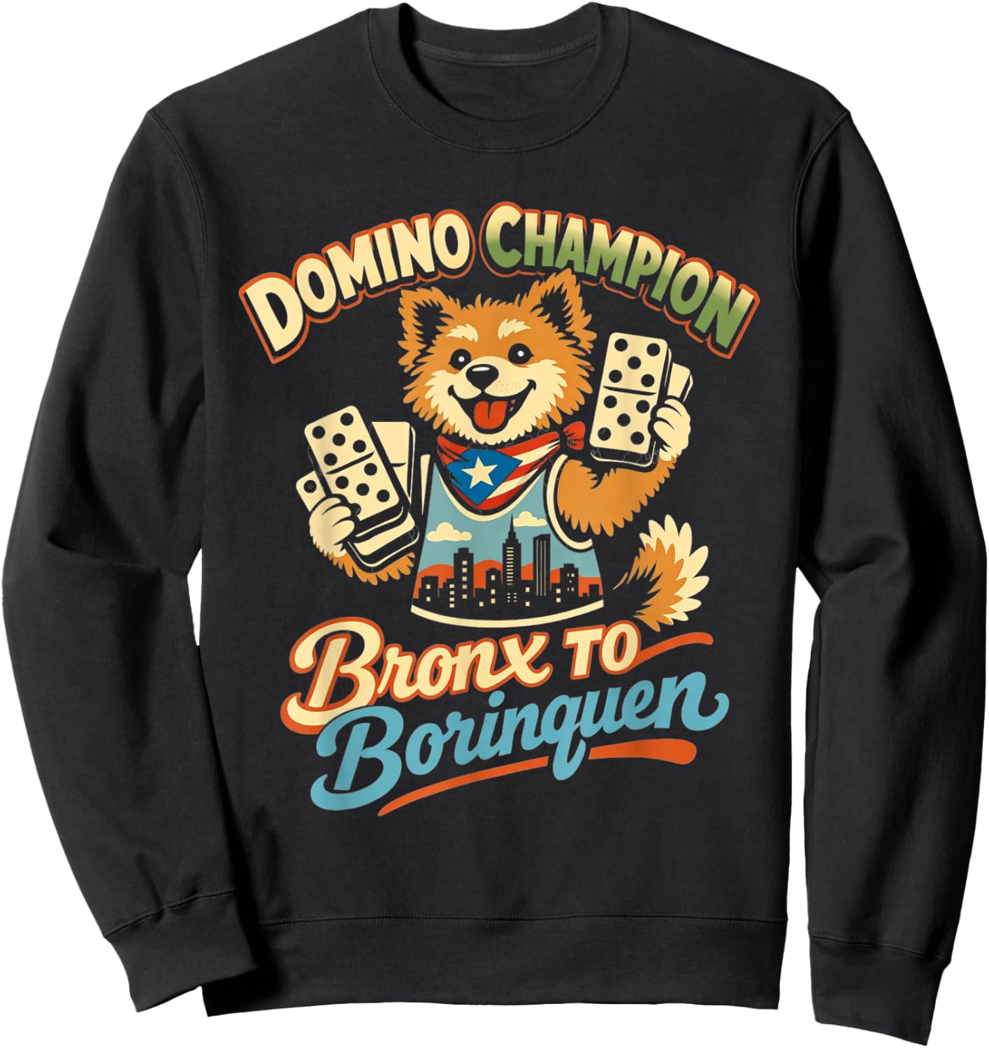 Puerto Rico PR Domino Bronx to Borinquen Sato Heritage Pride Sweatshirt - Sweatshirt | Black