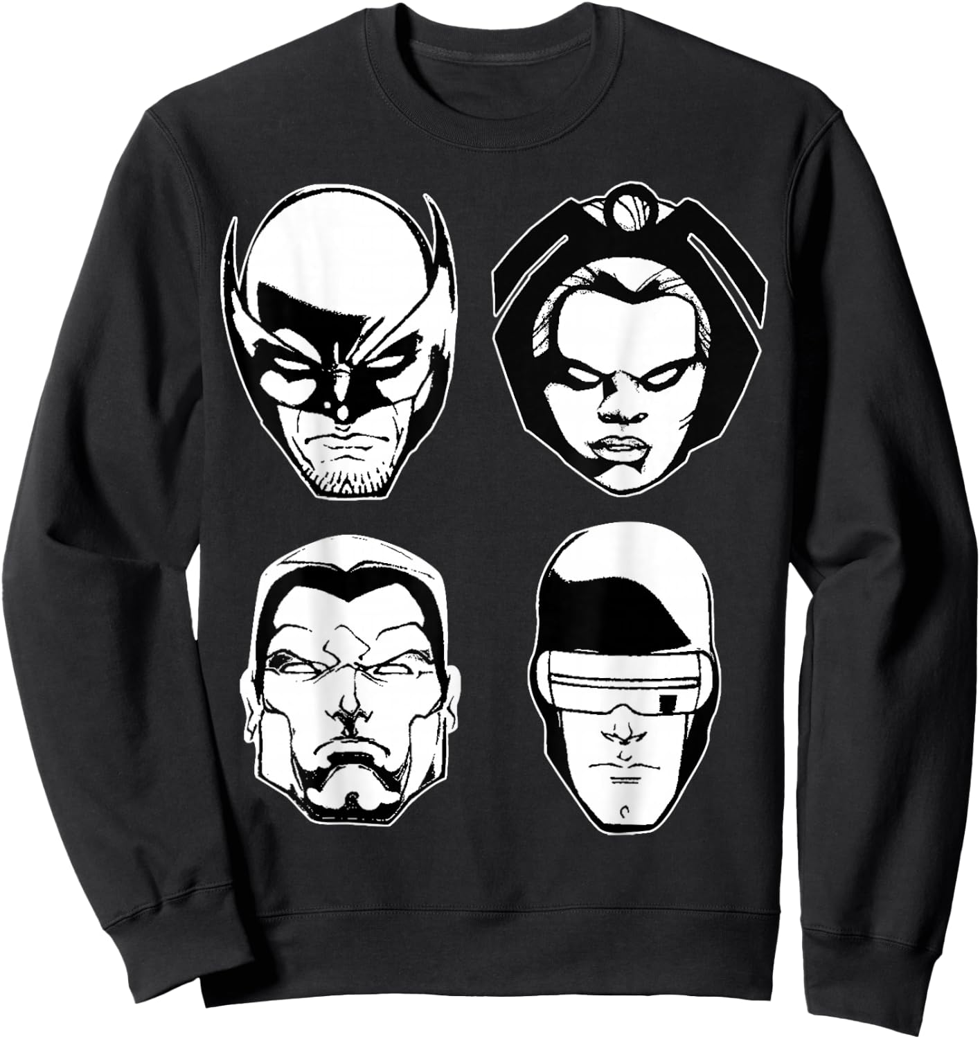 Marvel X-Men Wolverine Storm Colossus Cyclops Heads Sweatshirt - Sweatshirt | Black