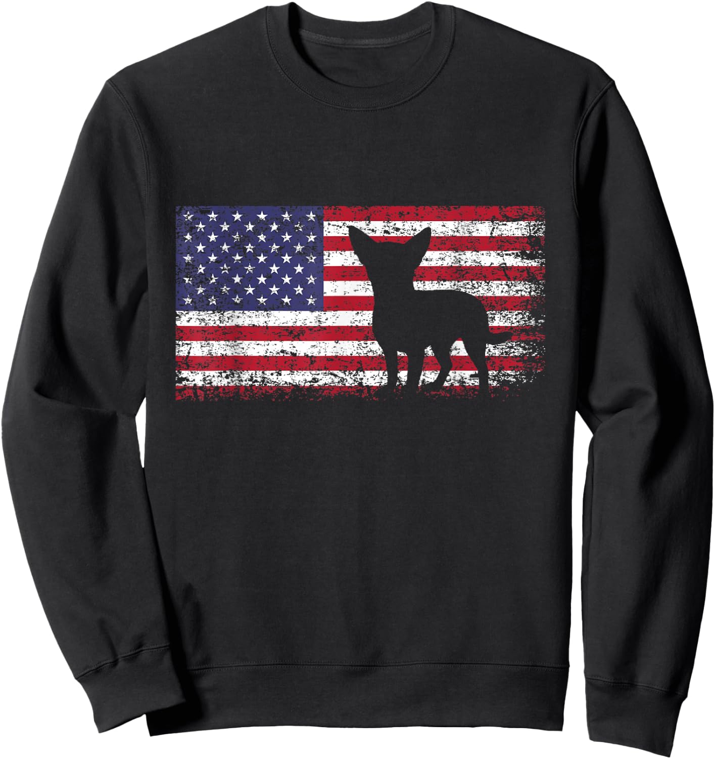 Chihuahua American Flag I Love My Chihuahua Sweatshirt - Sweatshirt | Black
