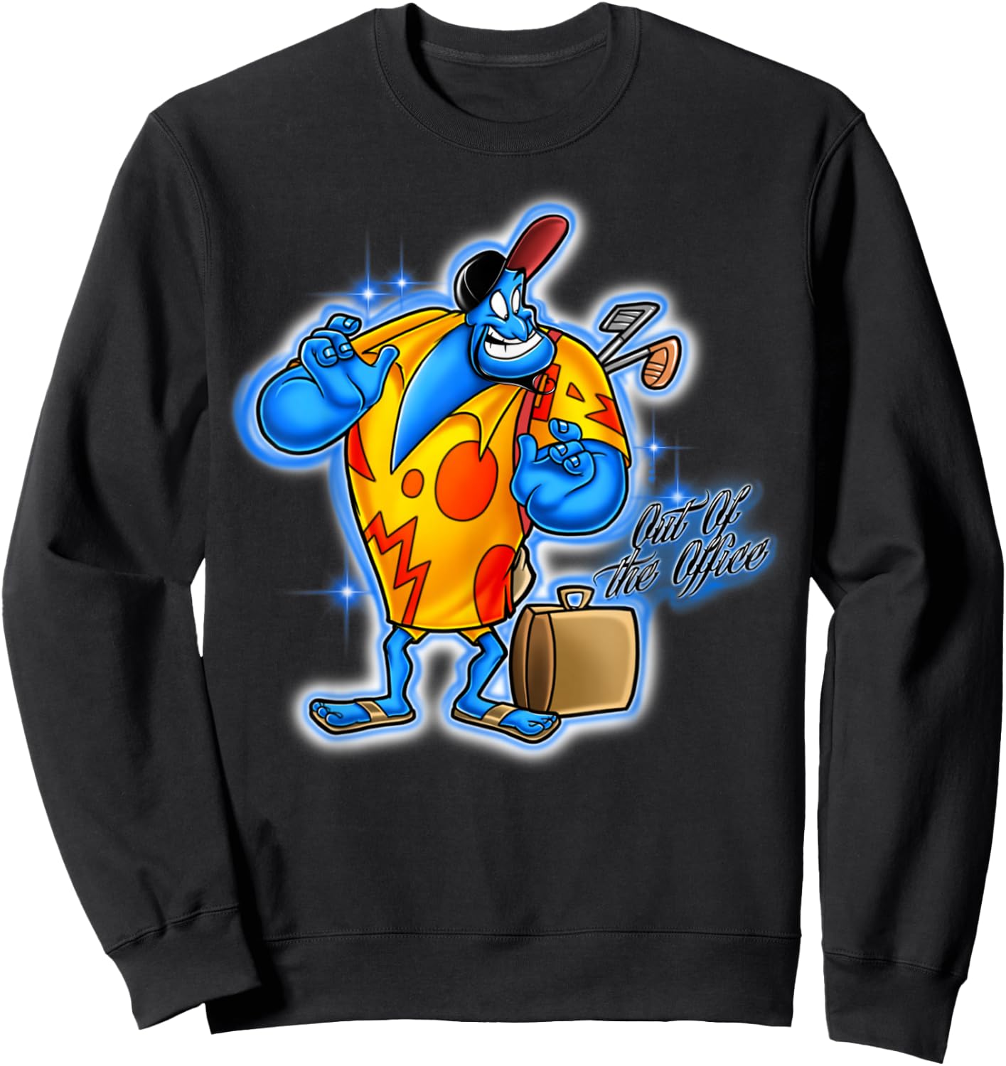 Disney Aladdin Genie On Vacation Graphic Sweatshirt - Sweatshirt | Black