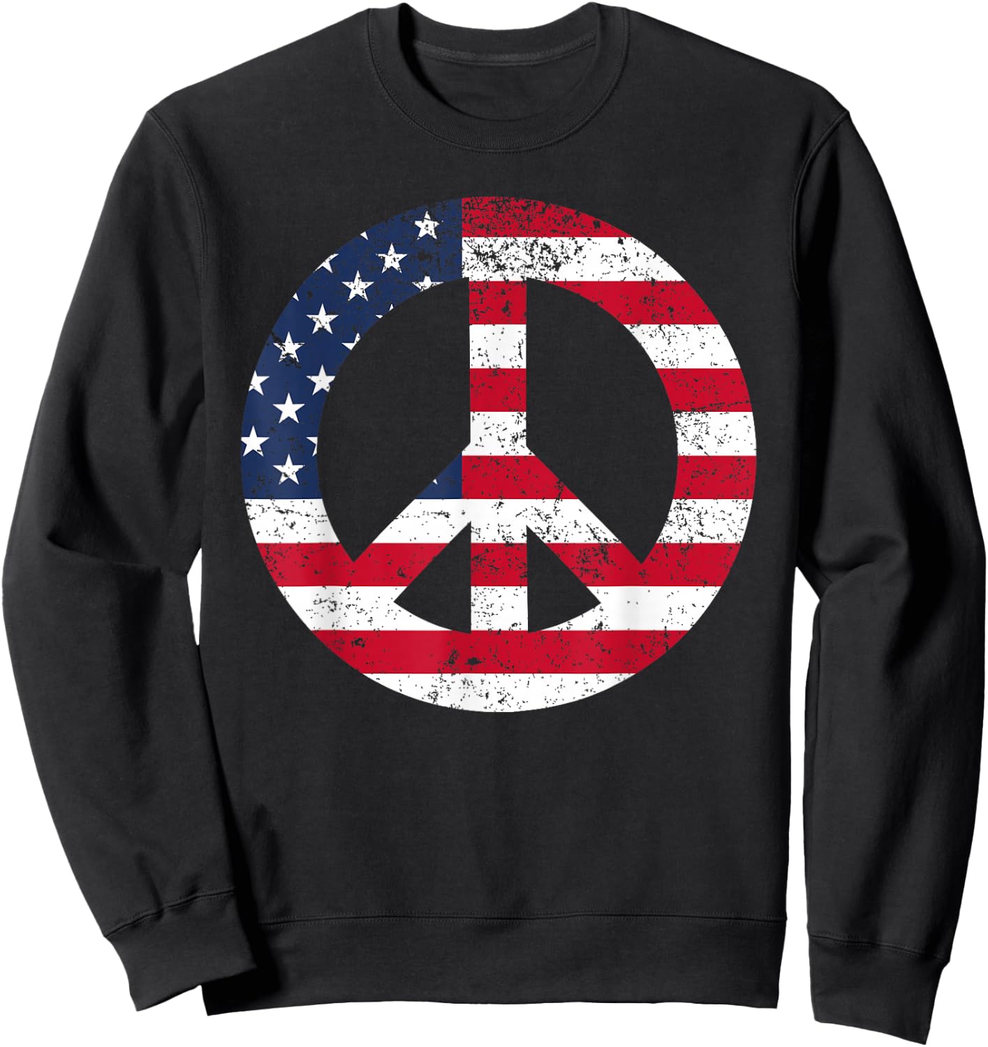 Peace Sign Patriotic USA Flag Peace & Love Sweatshirt - Sweatshirt | Black