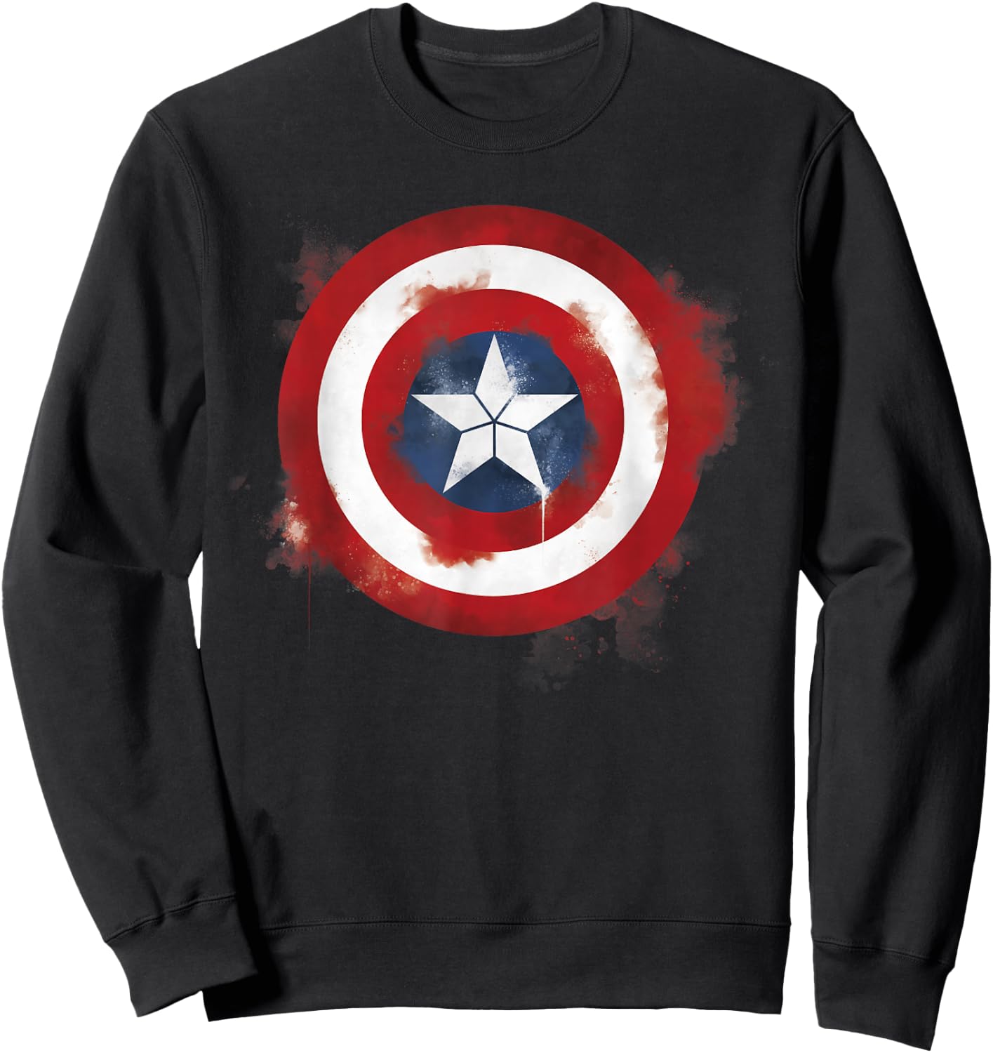 Marvel Avengers Endgame Spray Paint Captain America Logo Sweatshirt - Sweatshirt | Black