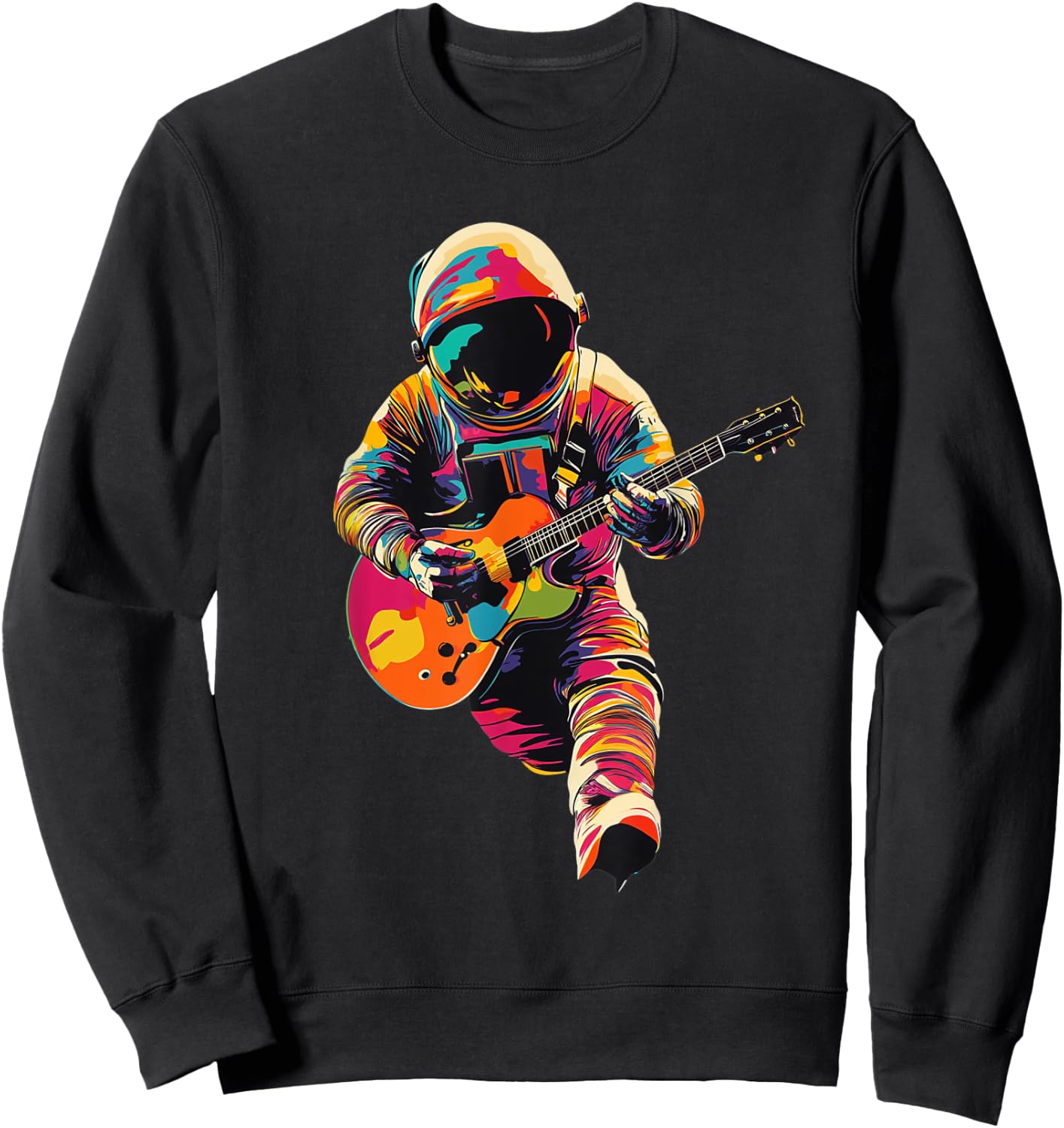Astronaut playing guitar. Astronaut guitarist. Funny. Sweatshirt - Sweatshirt | Black