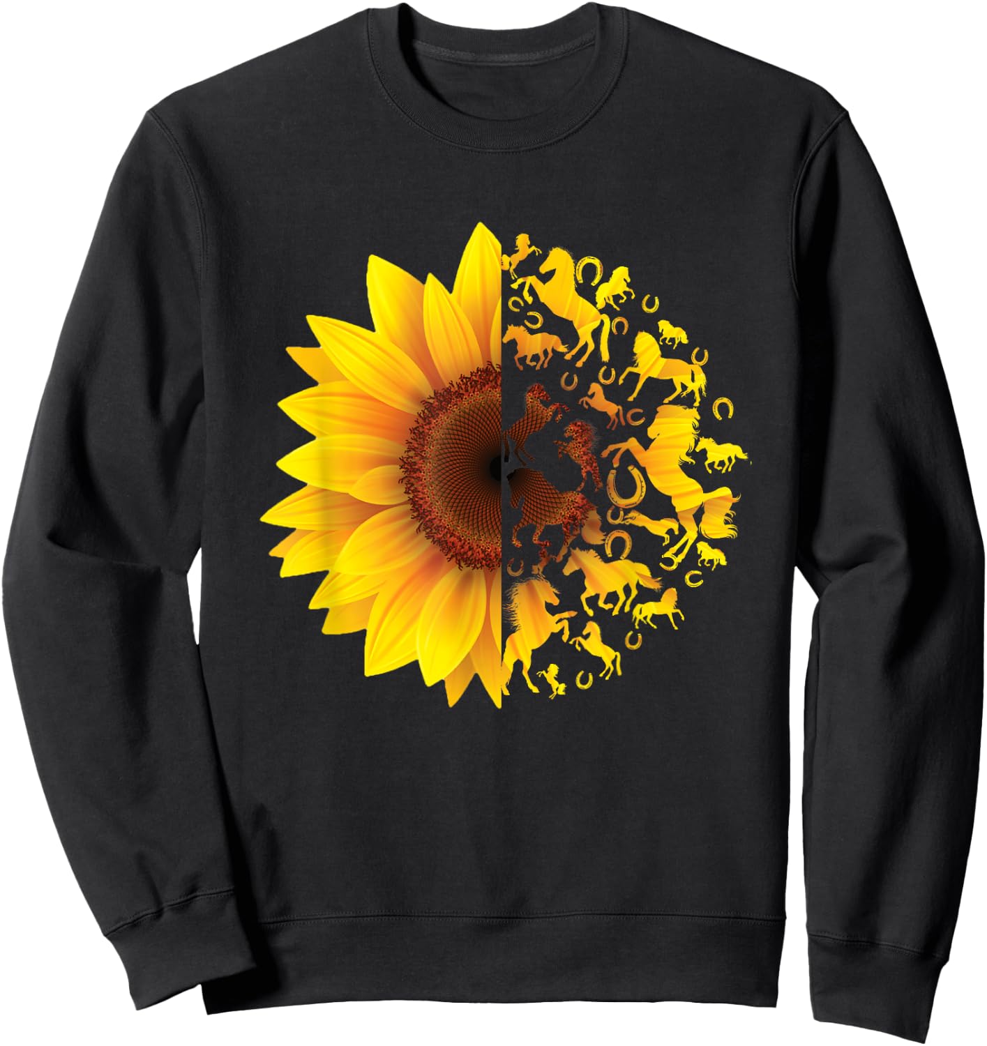 Cool sunflower horses - horse and sunflower preferred Sweatshirt - Sweatshirt | Black