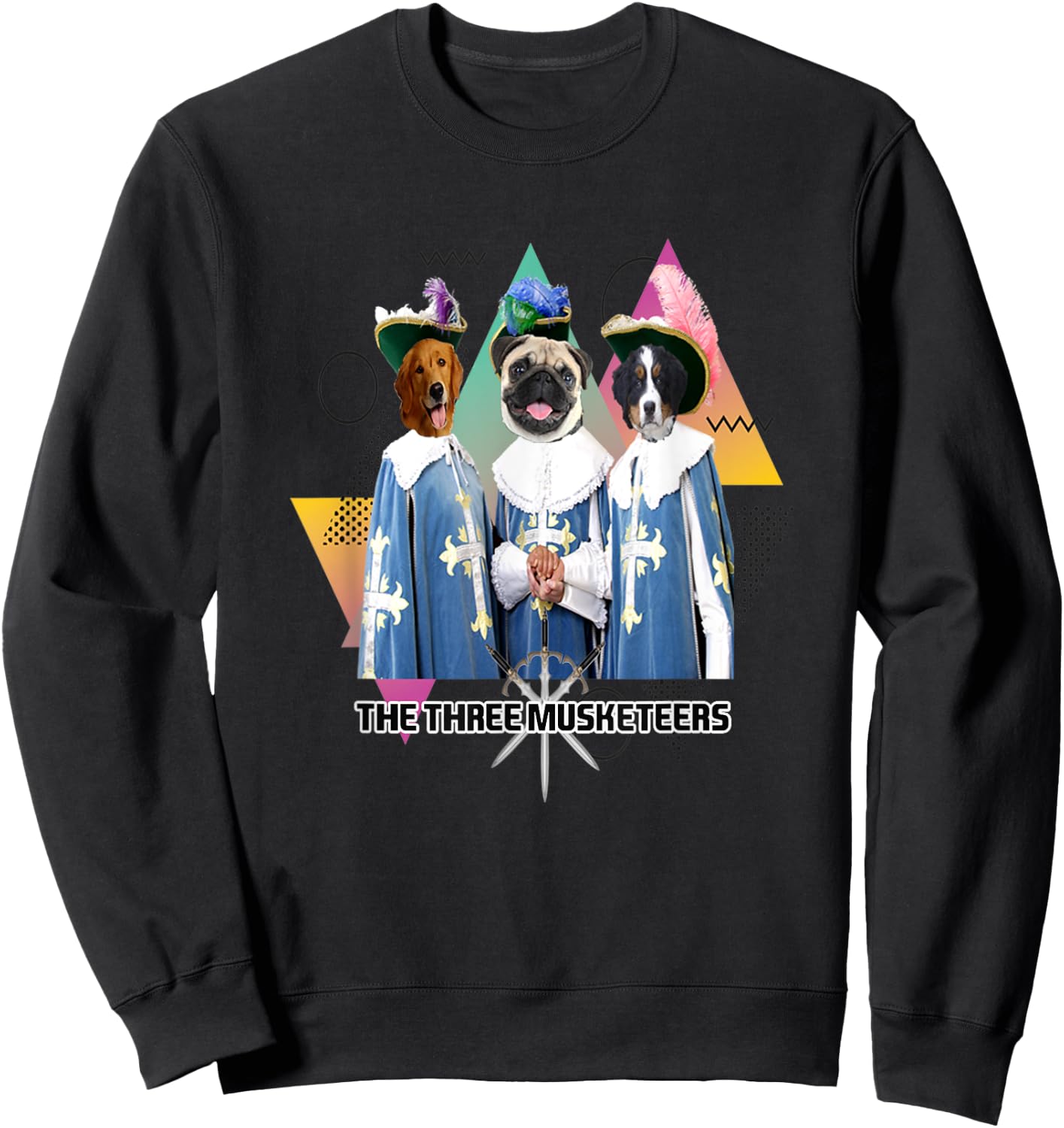 Funny Cute Three Musketeers Dogs Sweatshirt - Sweatshirt | Black