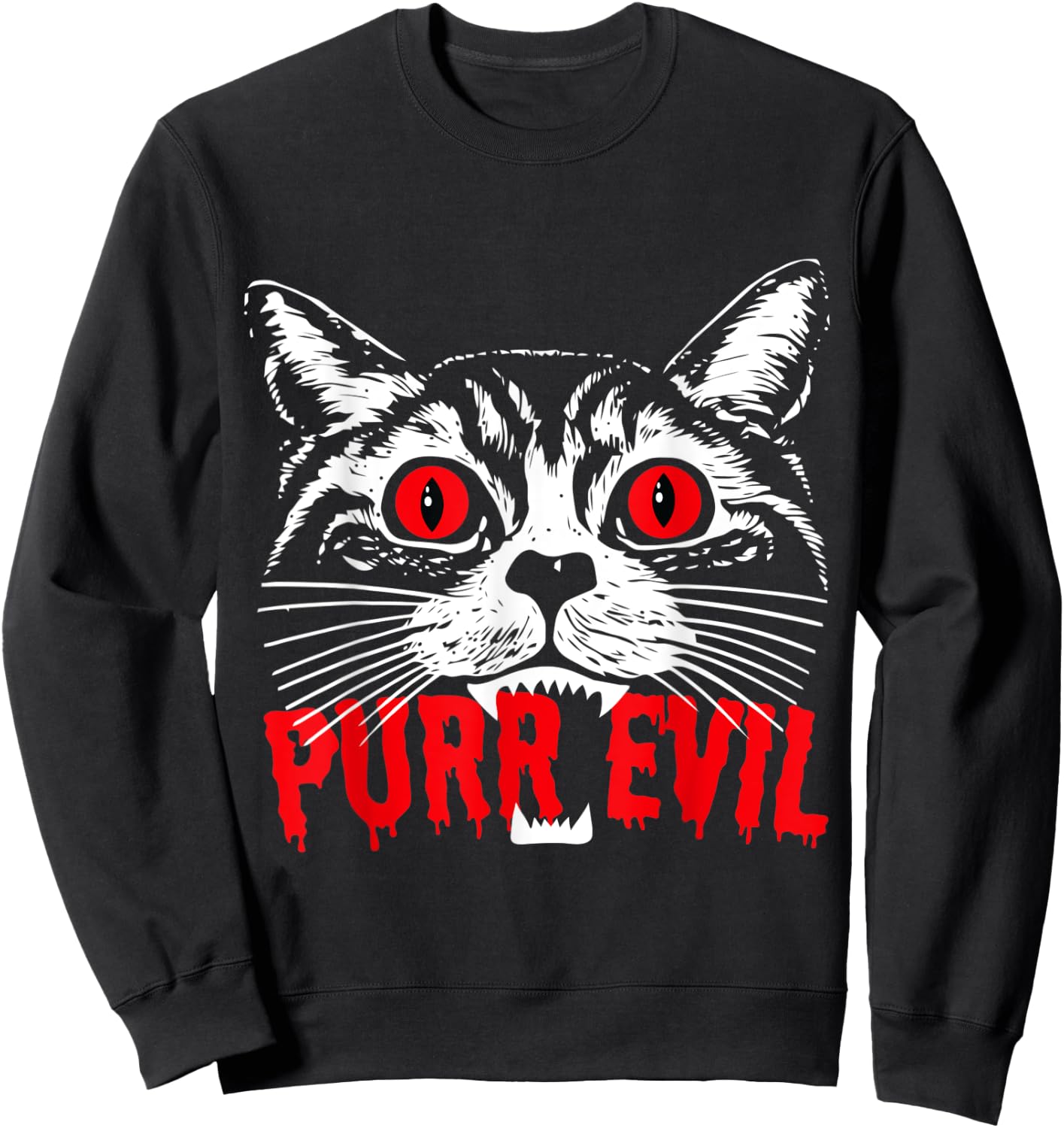 Purr Evil Satanic Cat Spooky design for Halloween Women Kids Sweatshirt - Sweatshirt | Black