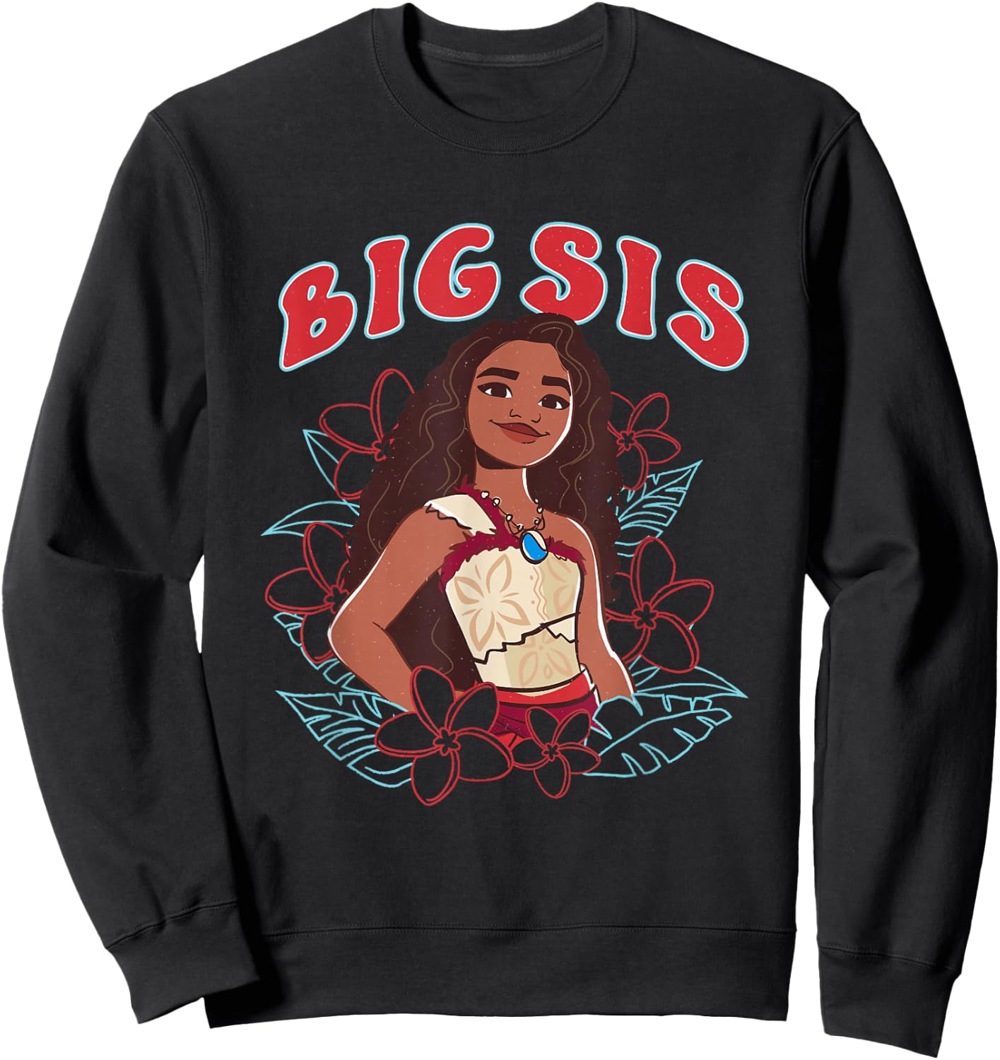 Disney Moana 2 Big Sis Oceania Floral Princess Sweatshirt - Sweatshirt | Black
