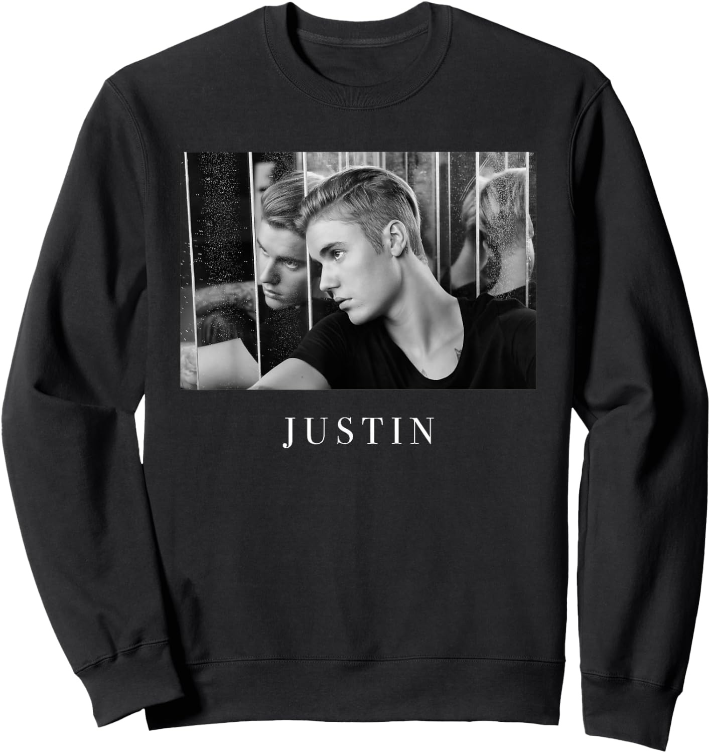 Official Justin Bieber Reflection Photo B&W Sweatshirt - Sweatshirt | Black