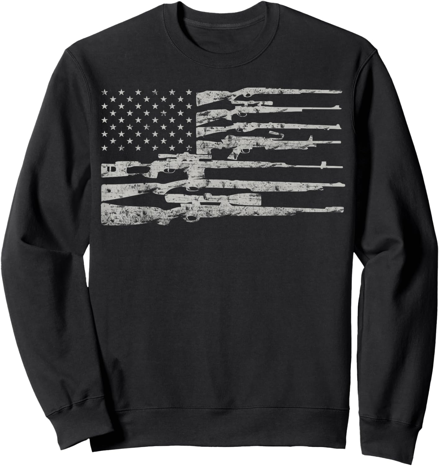 Big American Flag with Machine Guns 2A Flag Shirt Sweatshirt - Sweatshirt | Black