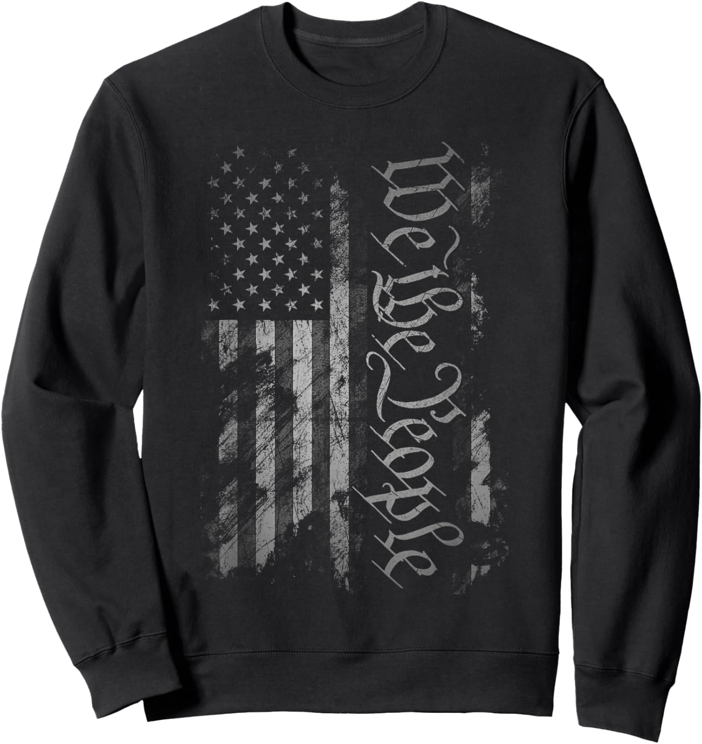 We The People American Flag 1776 Vintage Distressed Grunge Sweatshirt - Sweatshirt | Black