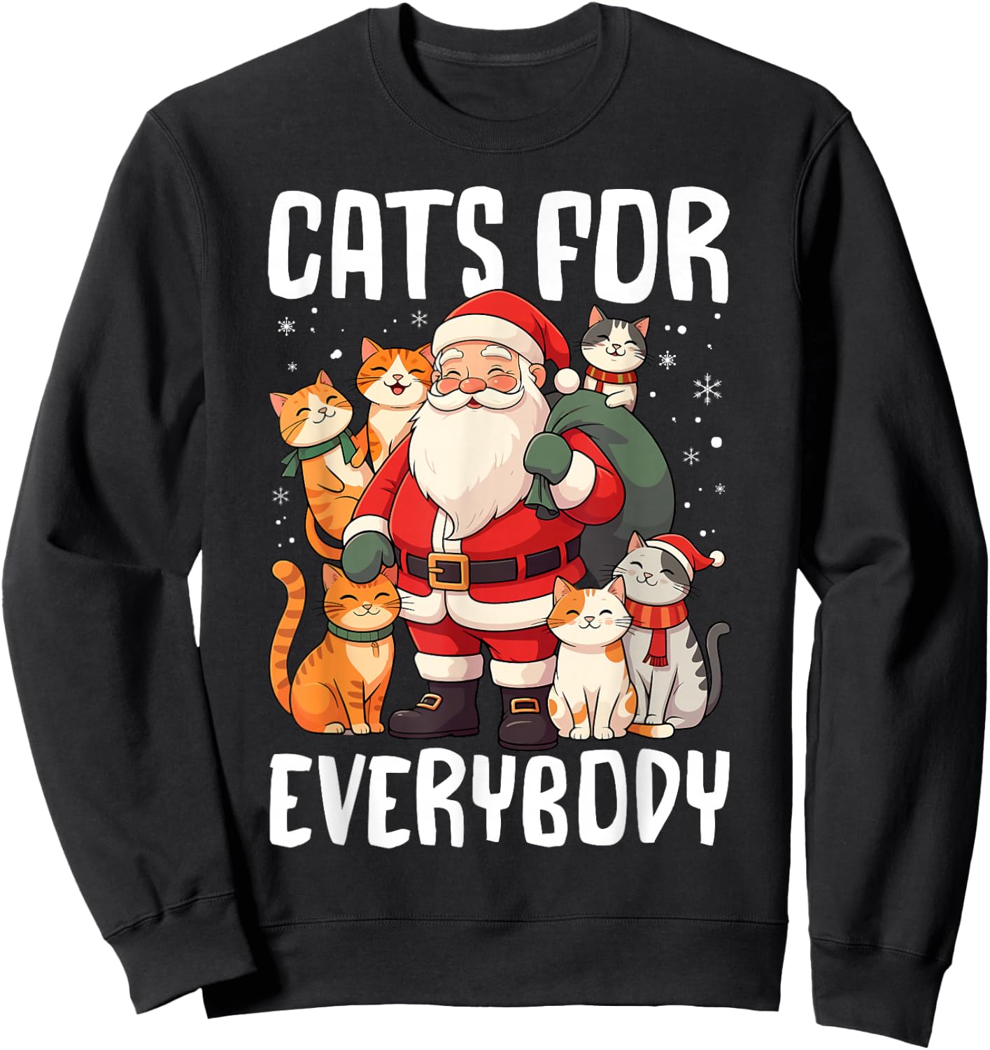 Cats For Everybody Christmas Santa with Cats Sweatshirt - Sweatshirt | Black
