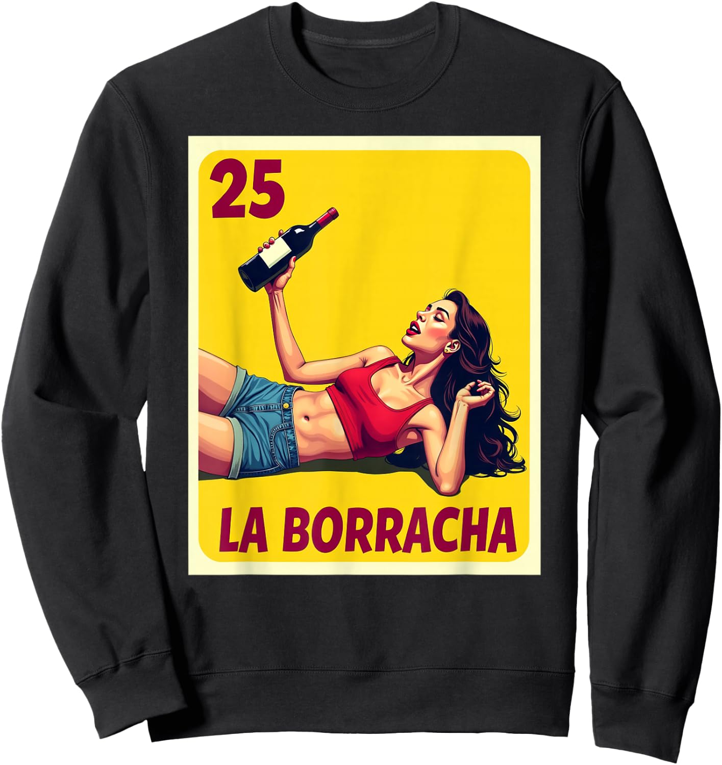 La Borracha Card Mexican Lottery Card Sweatshirt - Sweatshirt | Black