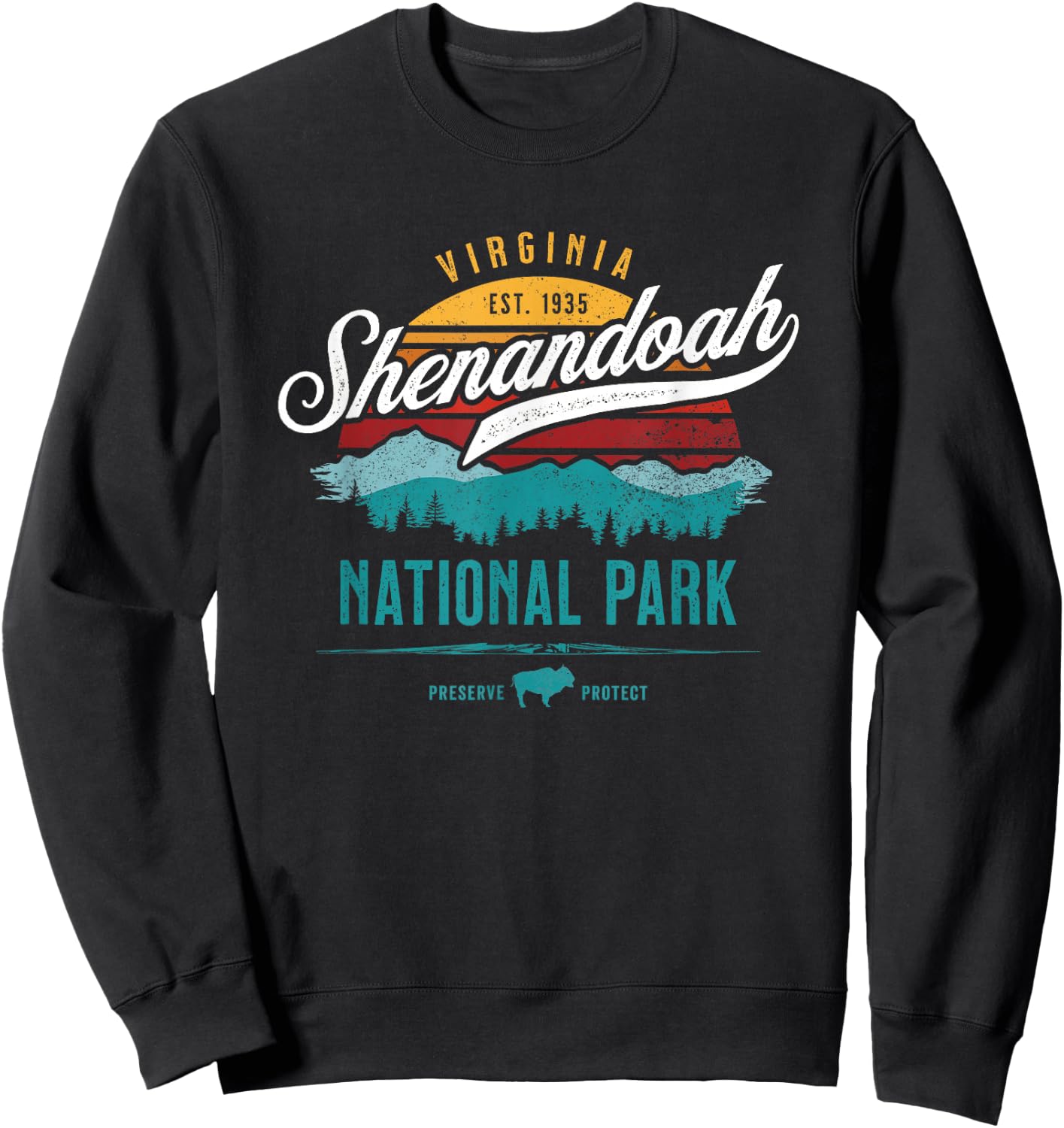 Vintage Shenandoah National Virginia USA Park Hiking Camping Sweatshirt - Sweatshirt | Black