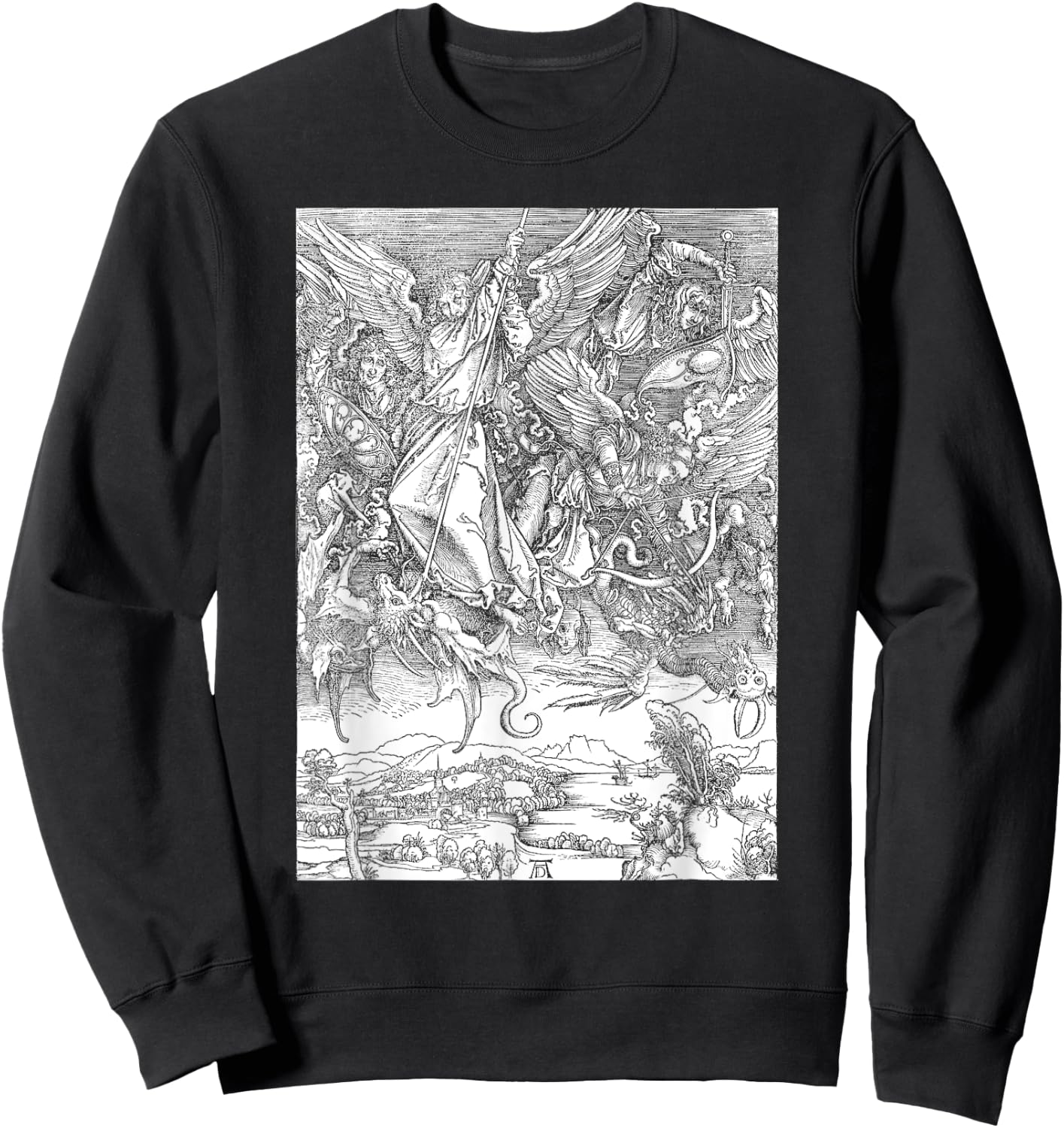 Albrecht Durer, Michael Slaying the Dragon Engraving, Occult Sweatshirt - Sweatshirt | Black