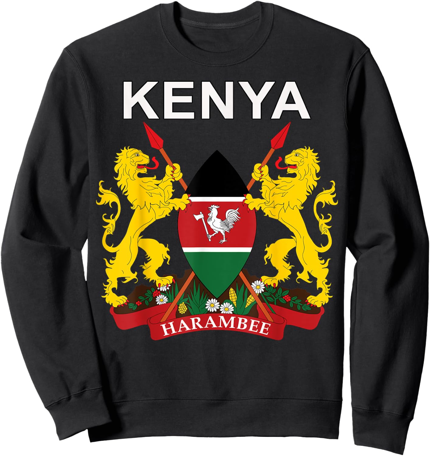 Kenya Emblem Cultural Background Sweatshirt - Sweatshirt | Black