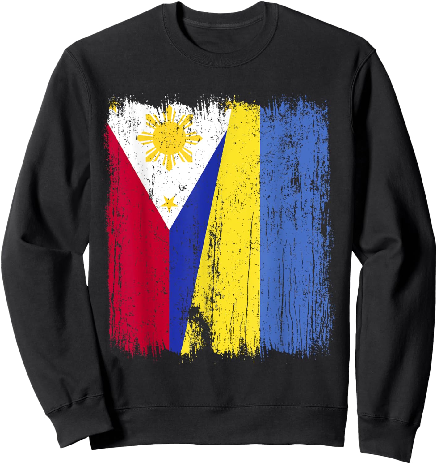Philippines Ukraine Half Flag Filipino Ukrainian Heritage Sweatshirt - Sweatshirt | Black