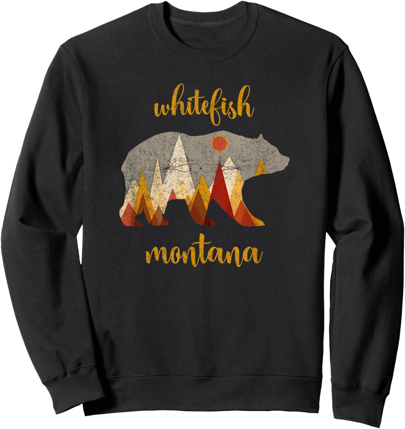 Retro Whitefish Montana Shirt Whitefish Family Vacation Sweatshirt - Sweatshirt | Black
