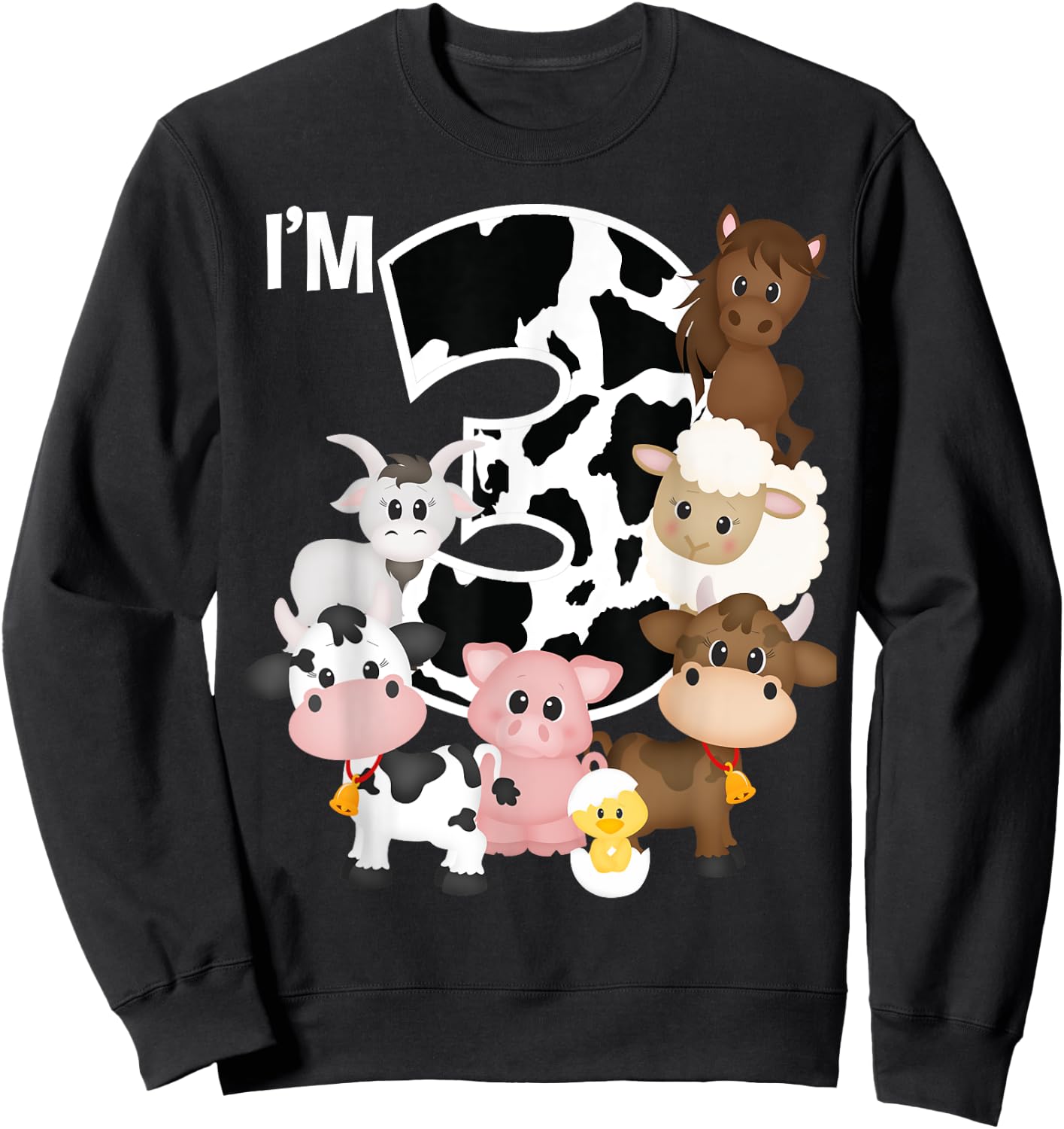 Farm Animals Barnyard Farm House 3rd Birthday Party Supply Sweatshirt - Sweatshirt | Black
