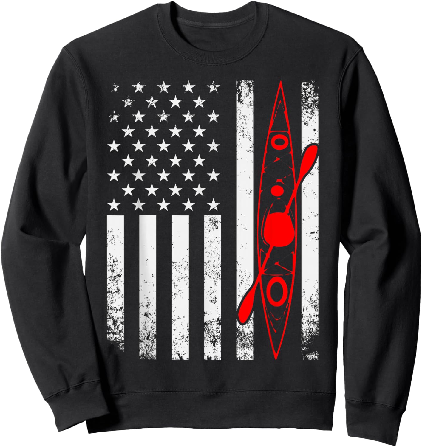 Kayak Lover Kayaking Canoe Paddling Water Sport Flag Kayaker Sweatshirt - Sweatshirt | Black