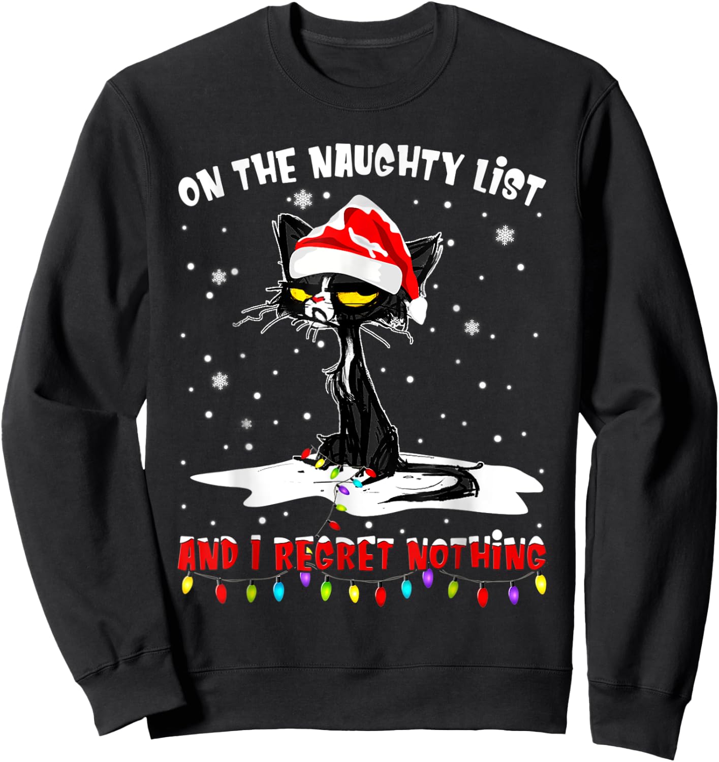On the naughty list and i regret nothing black cat Women Kids Sweatshirt - Sweatshirt | Black