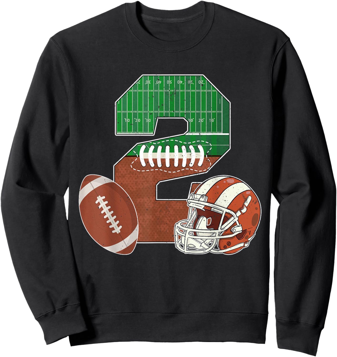 2nd Birthday Football Theme 2 Year Old Boy Party Sweatshirt - Sweatshirt | Black