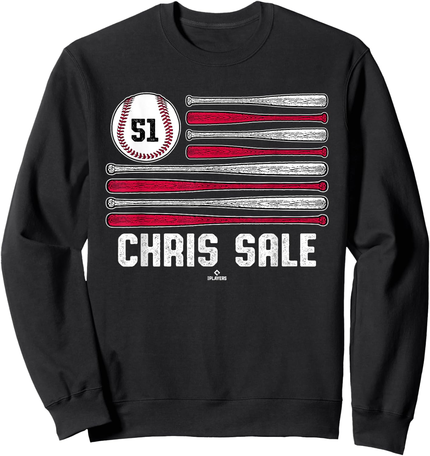 Baseball American Flag Chris Sale Atlanta Baseball MLBPA Sweatshirt - Sweatshirt | Black